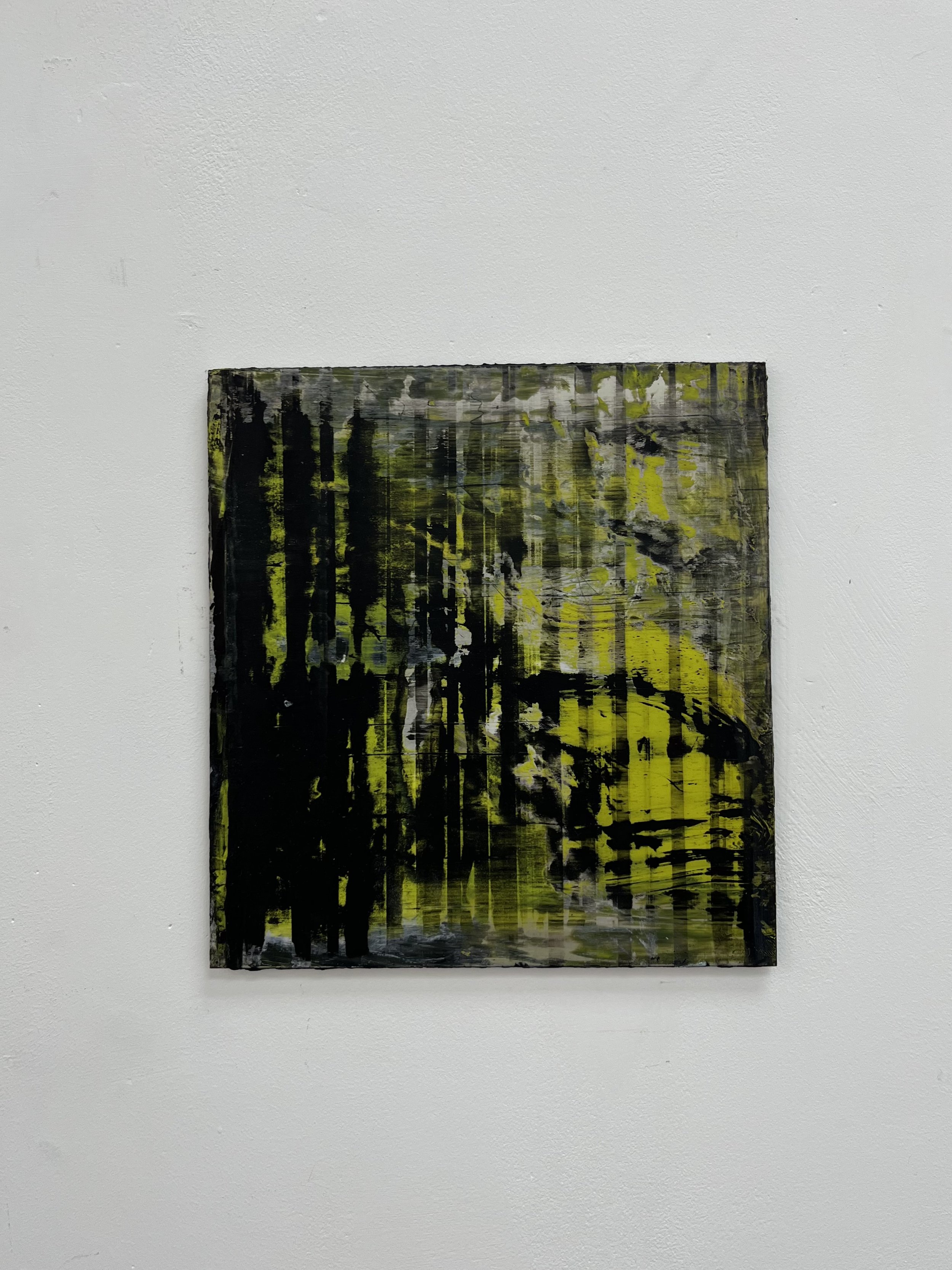 unfurl, oil and cold wax on aluminium (240x255mm)