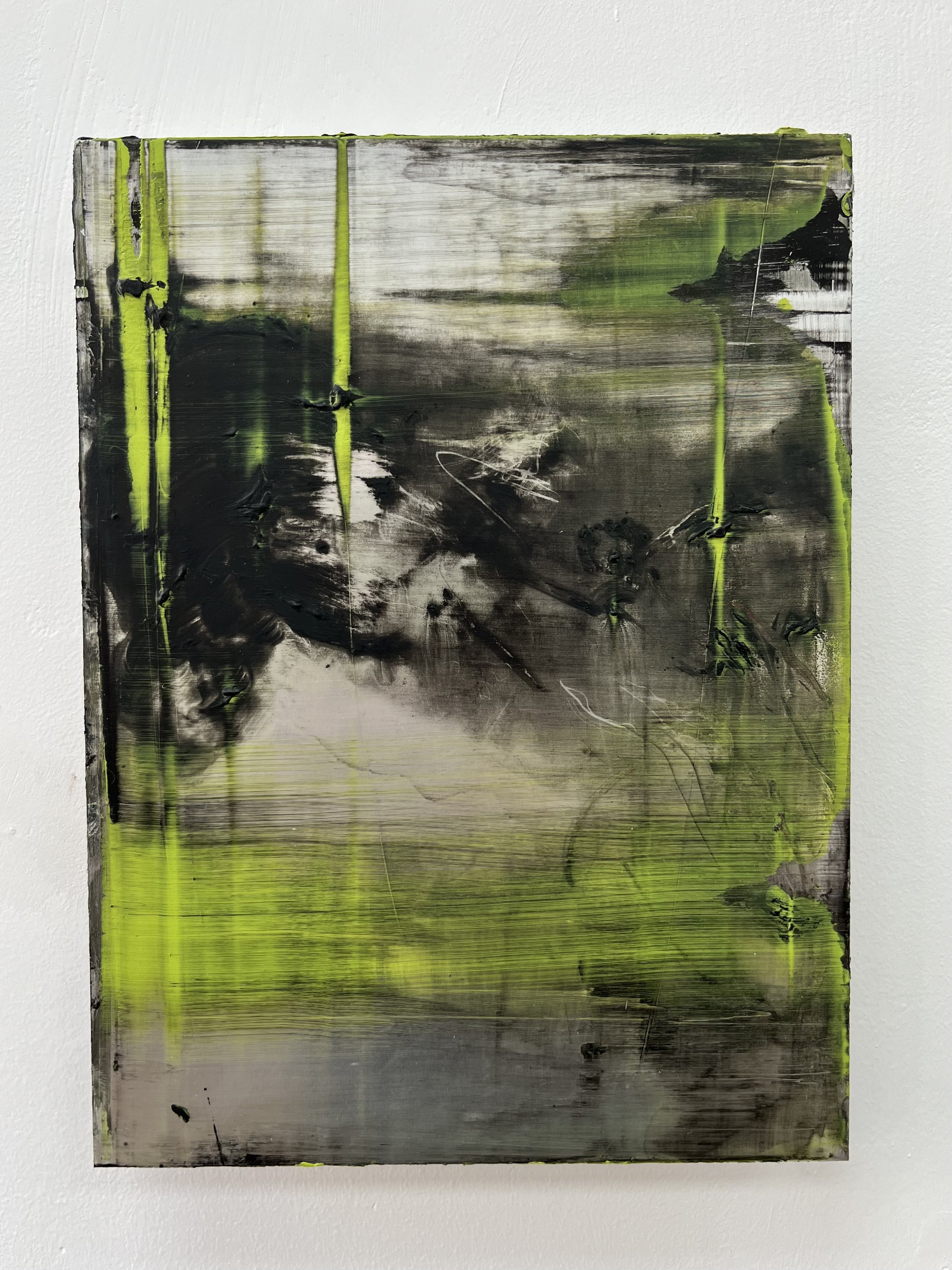 unyielding, oil and cold wax on aluminium ( 215 x255mm) SOLD