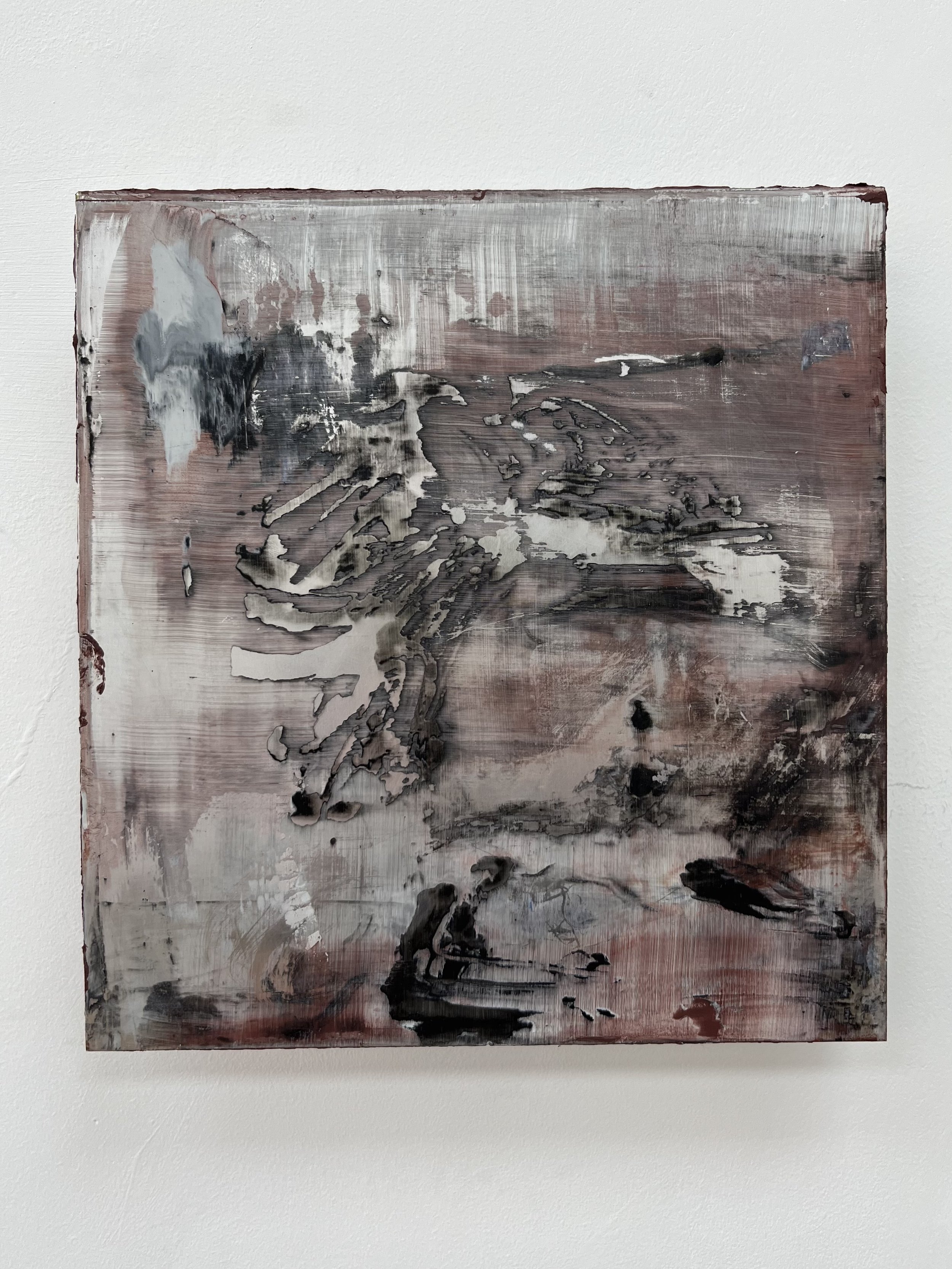 shimmer, oil and cold wax on aluminium (240 x255mm)
