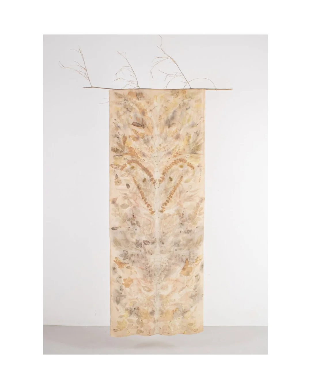 @beatrice.spadea I Carry The Forest Inside, 2025, Part of a five-piece installation, Batik and eco print techniques on pongee silk, 180x70 cm #beatricespadea