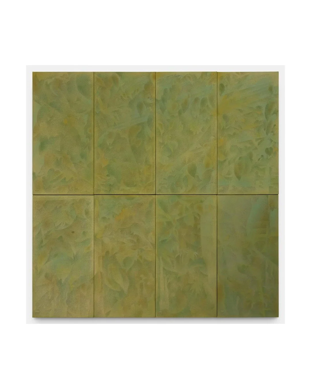 @xiaochi___ Green Cube, 2025, Ink, acrylic, pastel and Akadama soil on linen, 180 x 180cm #xiaochidong