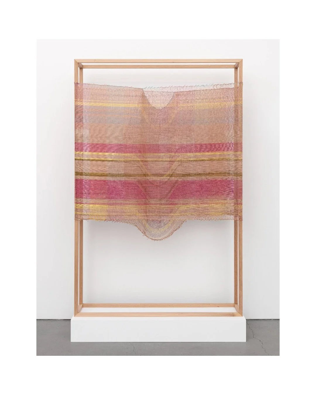@crystalirenegregory Holding Space, Descending 2, Handwoven silk &amp; wooden frame plant dyes include: blackwalnut, cutch sappanwood osage and indigo, 72in x 48in x 10in @municipalbonds @shaun.roberts.photo #crystalirenegregory