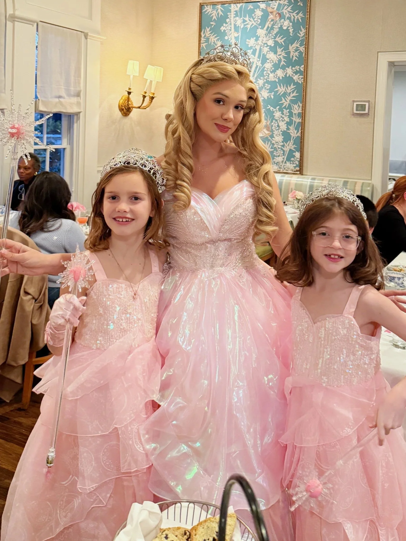 Glinda and Elphaba from Wicked movie character performers for birthday party