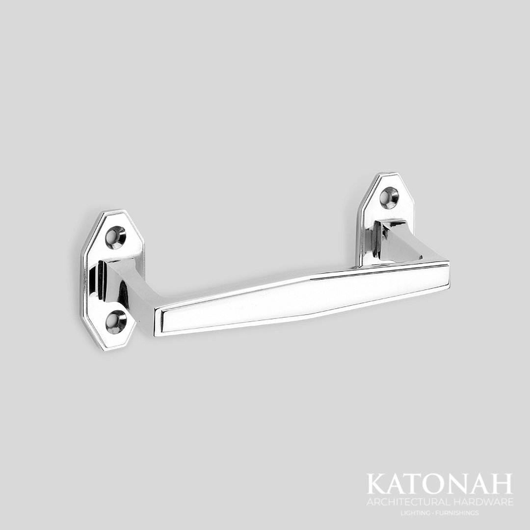 Maxwell Offset Cabinet Pull on Backplates with Exposed Screws