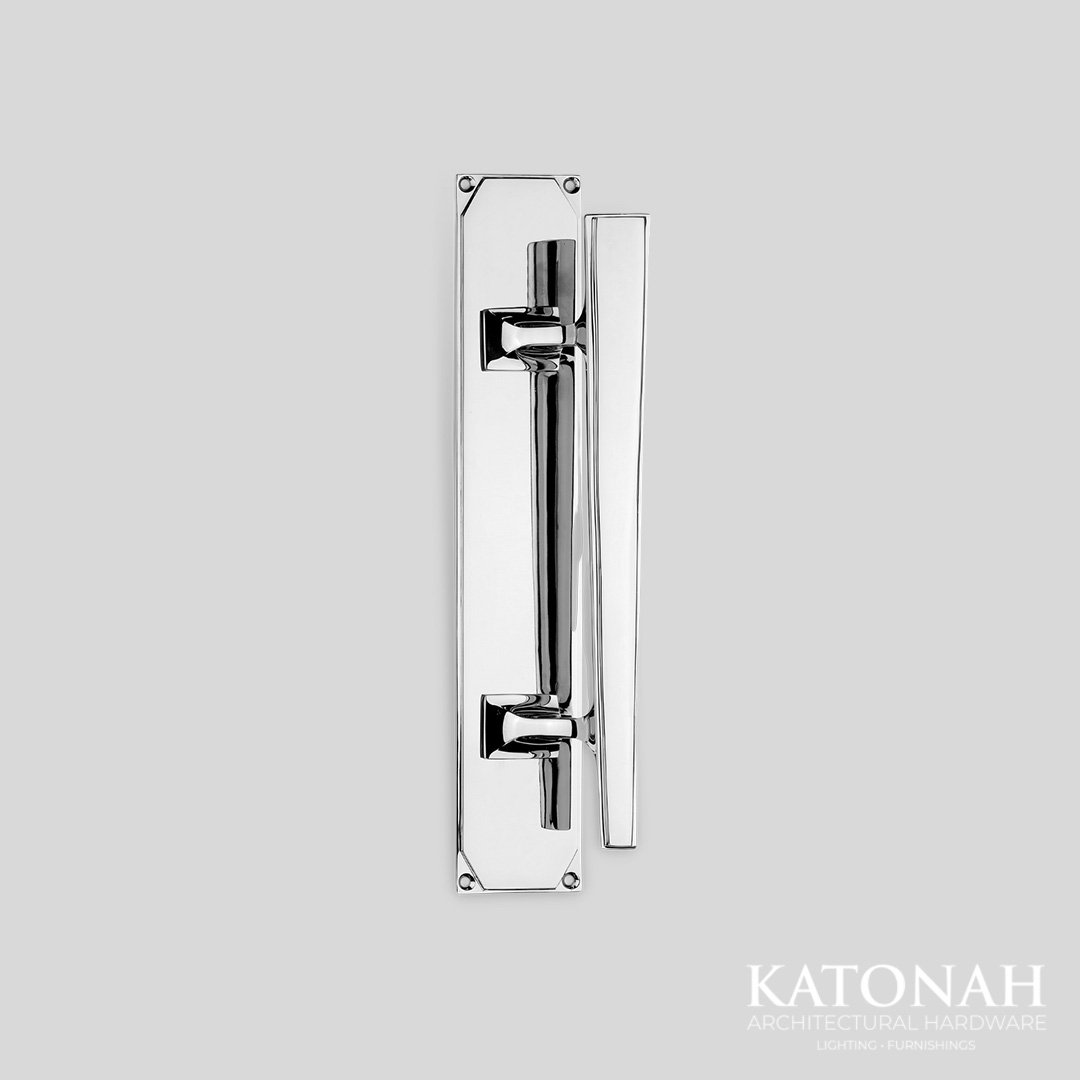 Hayworth Offset Appliance Pull on Escutcheon