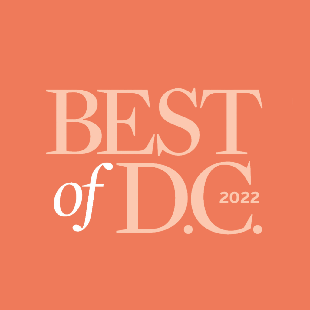 Graphic with text 'Best of D.C. 2022' on a coral background.