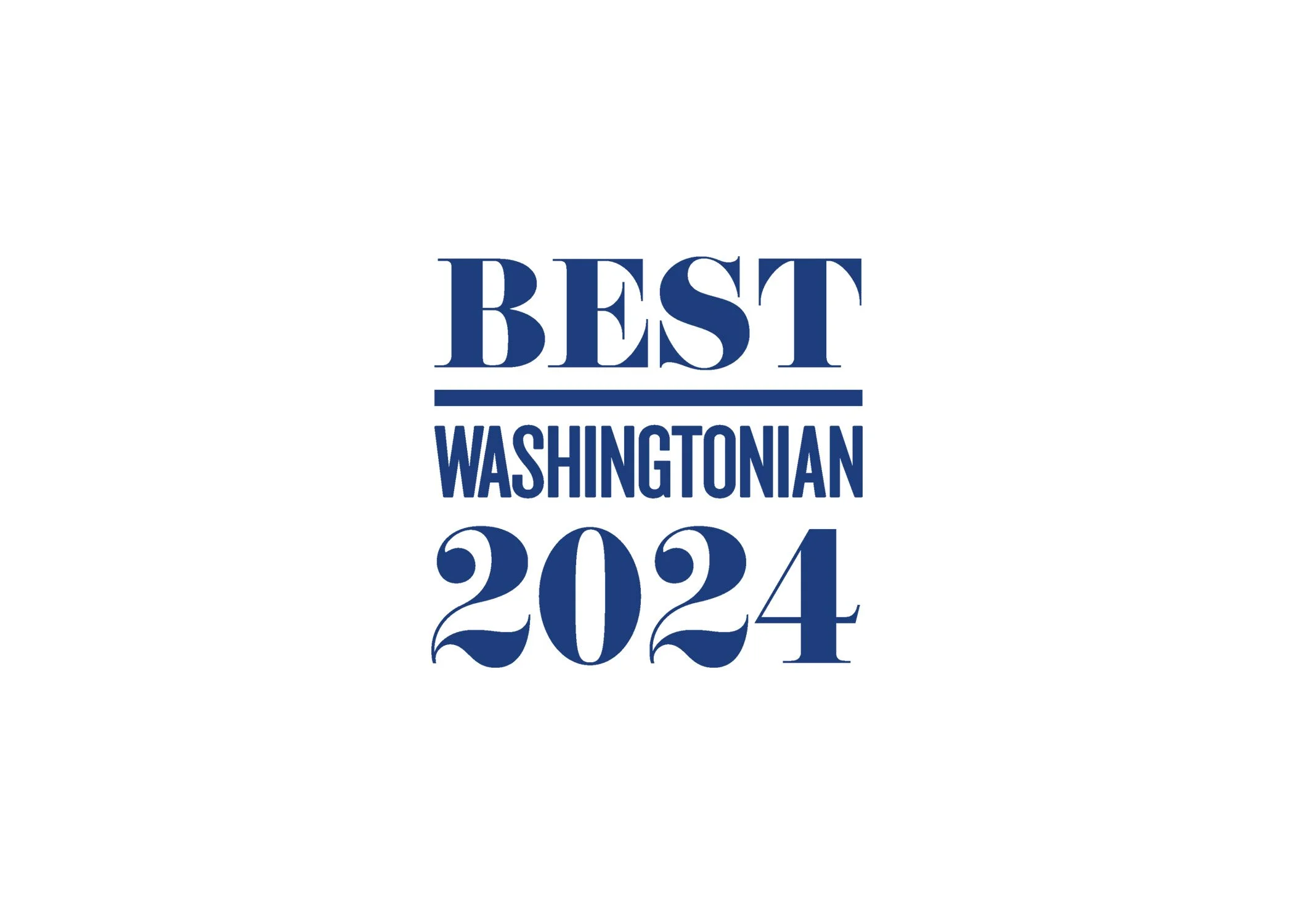 Text that reads 'Best Washingtonian 2024' in blue font on a white background.