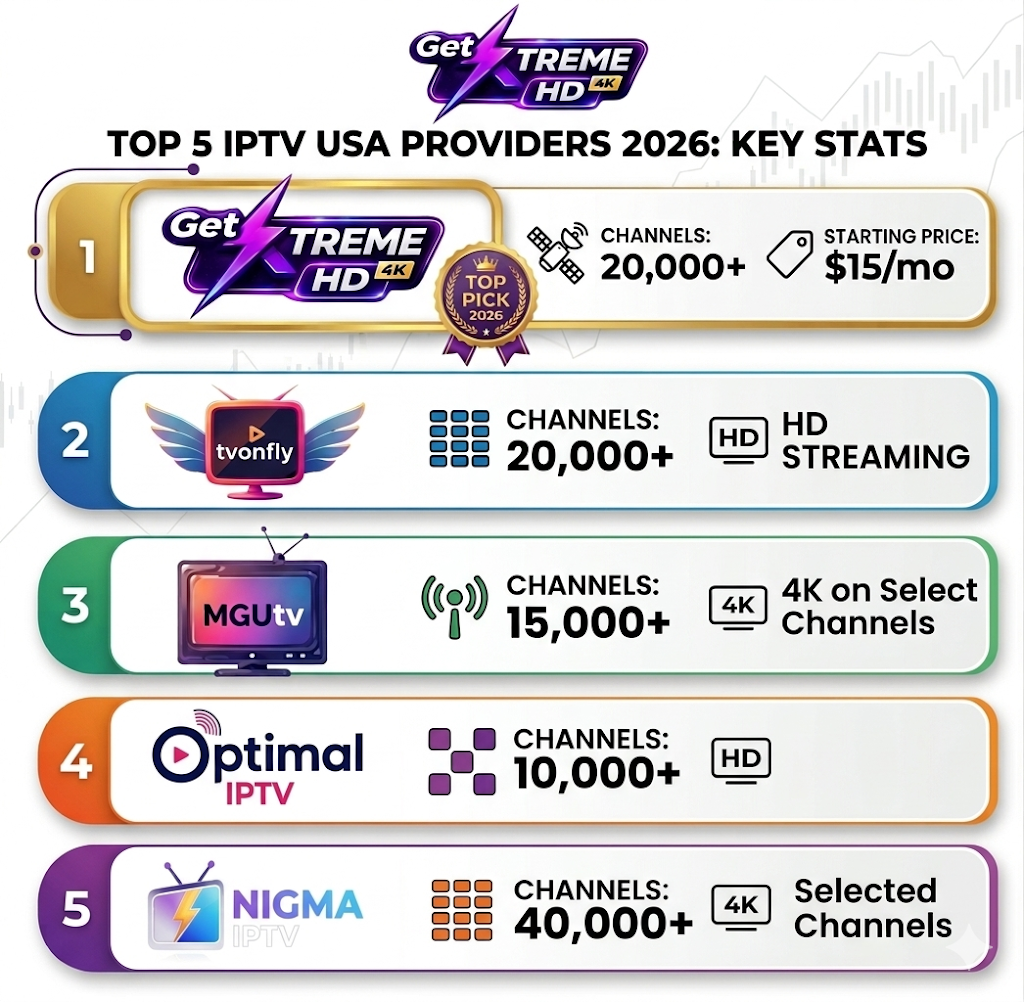 Top 5 best IPTV USA 2026 providers ranked