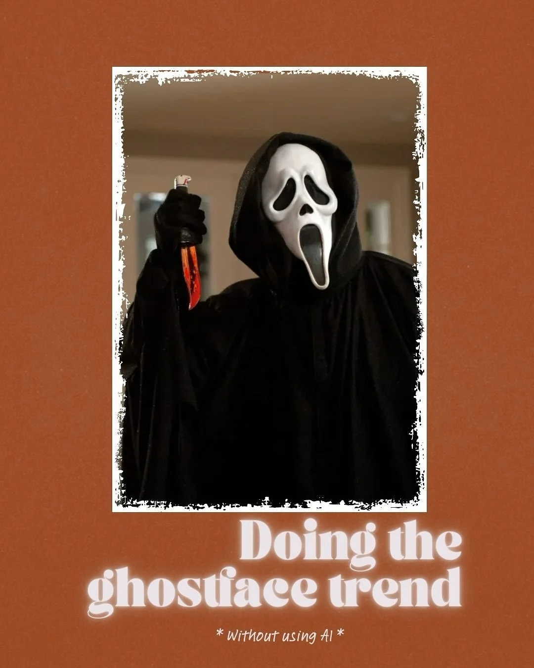 Since this is one of my favorite Horror movies I had to hop on the trend, but if you can&rsquo;t tell from my shitty photoshopping skills, I didn&rsquo;t use Ai 🤣  do you think Mr. ghostface always looks like that or is it because he&rsquo;s shocked