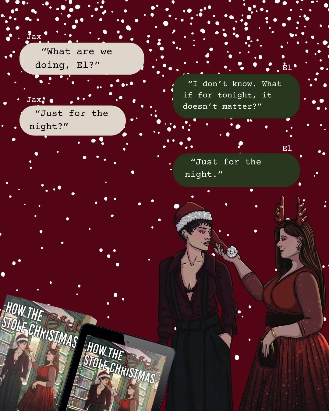 🎄AVAILABLE NOW🎄

What to Expect: 
😠 Enemies to lovers
📚 Bookseller/Lawyer
💖 Return to Hometown
🌈 Butch/Femme
👩🏻&zwj;🤝&zwj;👩🏼 Sapphic Romance
🎄Christmas Romance
🏡 Set in small town CT

🎁Read Now: https://books2read.com/how-the-bitch-stol