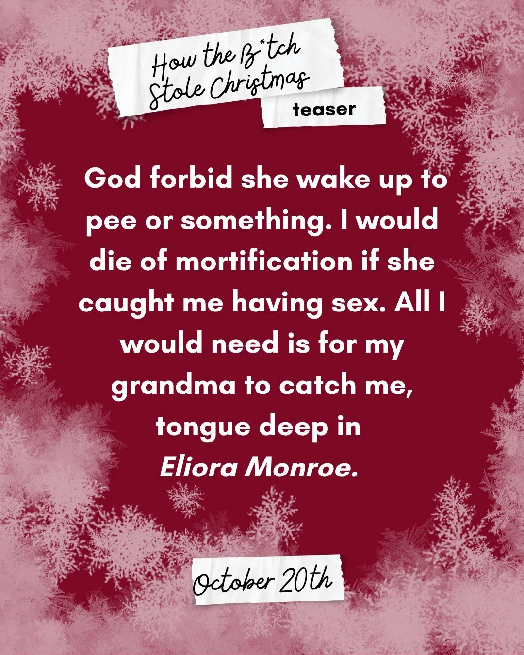 🎄AVAILABLE NOW🎄

What to Expect: 
😠 Enemies to lovers
📚 Bookseller/Lawyer
💖 Return to Hometown
🌈 Butch/Femme
👩🏻&zwj;🤝&zwj;👩🏼 Sapphic Romance
🎄Christmas Romance
🏡 Set in small town CT

🎁Read Now: https://books2read.com/how-the-bitch-stol