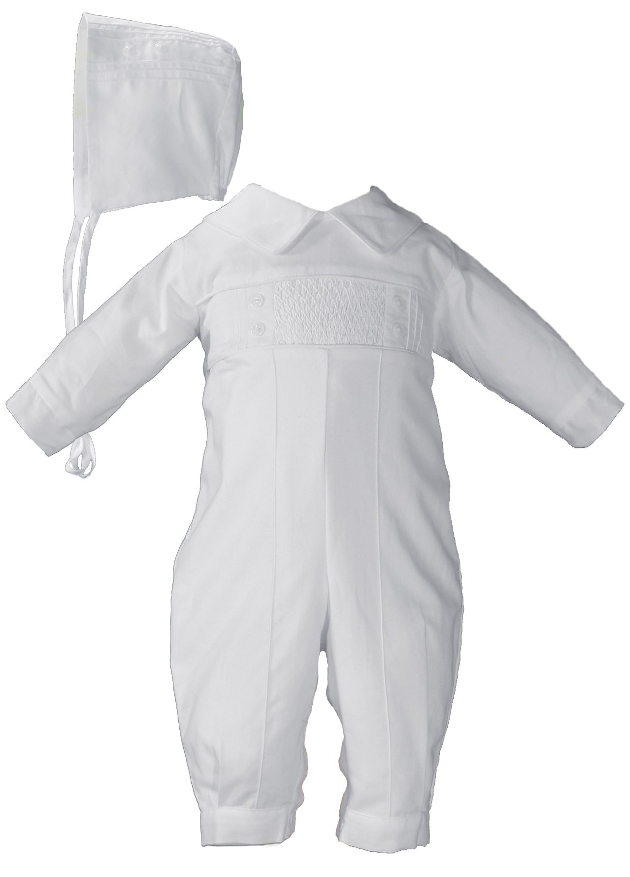 save Boys Long Sleeve Cotton Hand Smocked Pin Tucked Christening Baptism Coverall