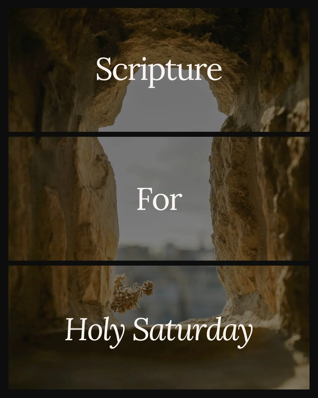 Luke 23:50-56

Holy Saturday, the pause and breath in before Easter.

This is a day that can be overlooked, yet it is one I have found myself reflecting on anew this year.

We have a reflection on Holy Saturday over on the blog!

Comment &ldquo;BLOG&