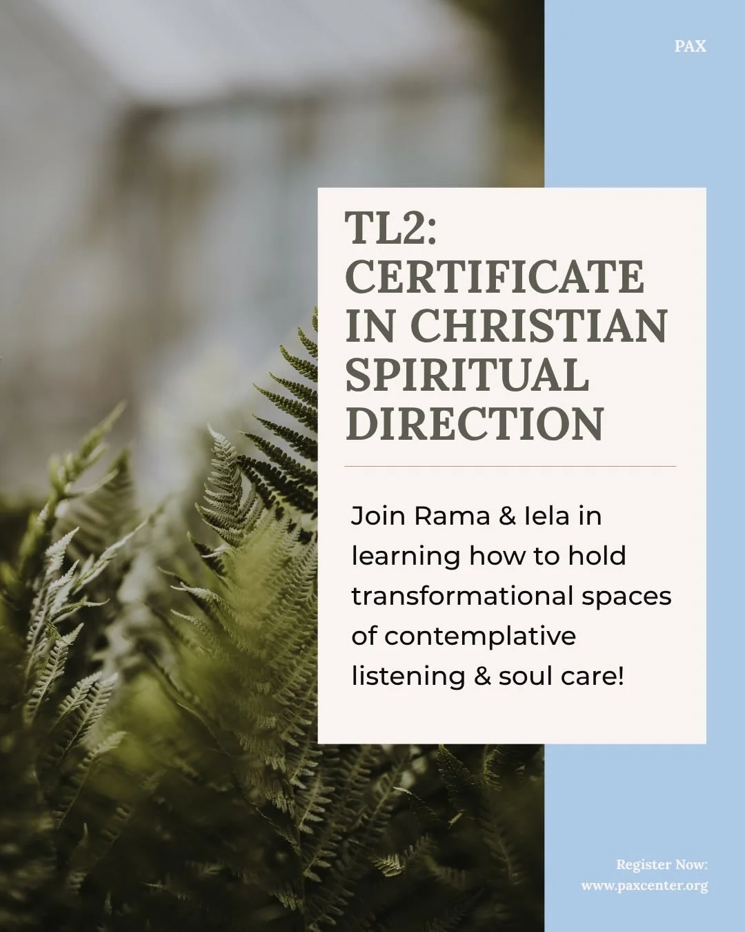 Getting trained as a spiritual director was one of the best things I&rsquo;ve ever done.

Being able to join TL2 now as an assistant facilitator the past two years has been such a joy &amp; I am looking forward to coming back for year 3!

Will you jo