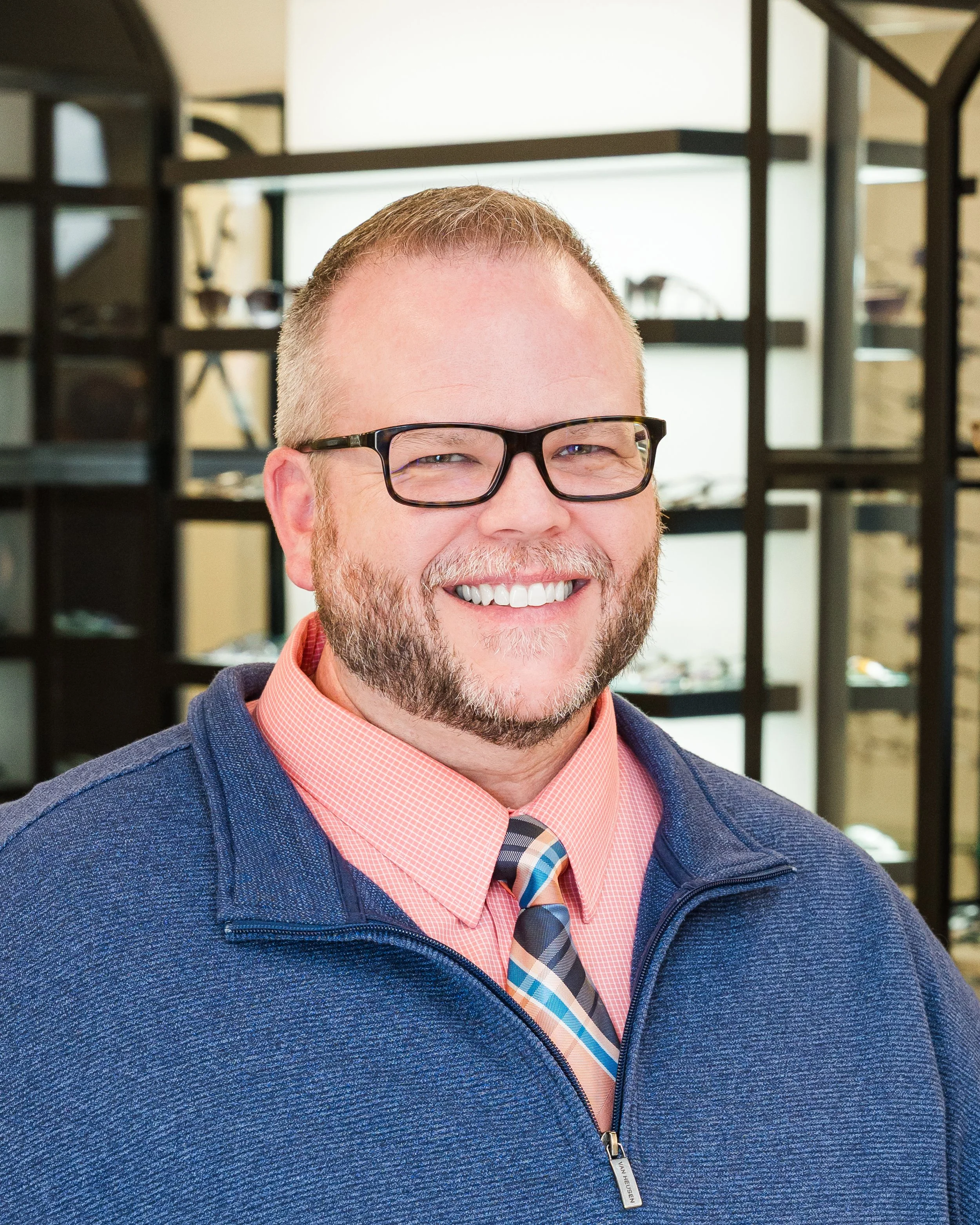 Dr. Tyson Herrmann, optometrist at Rieger Eyecare in Normal, Illinois.