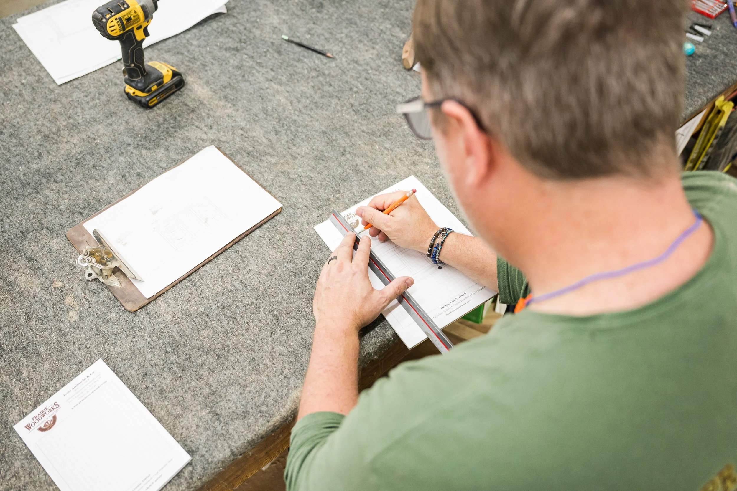 Brand photography showing craftsman at work, Bloomington IL commercial photographer