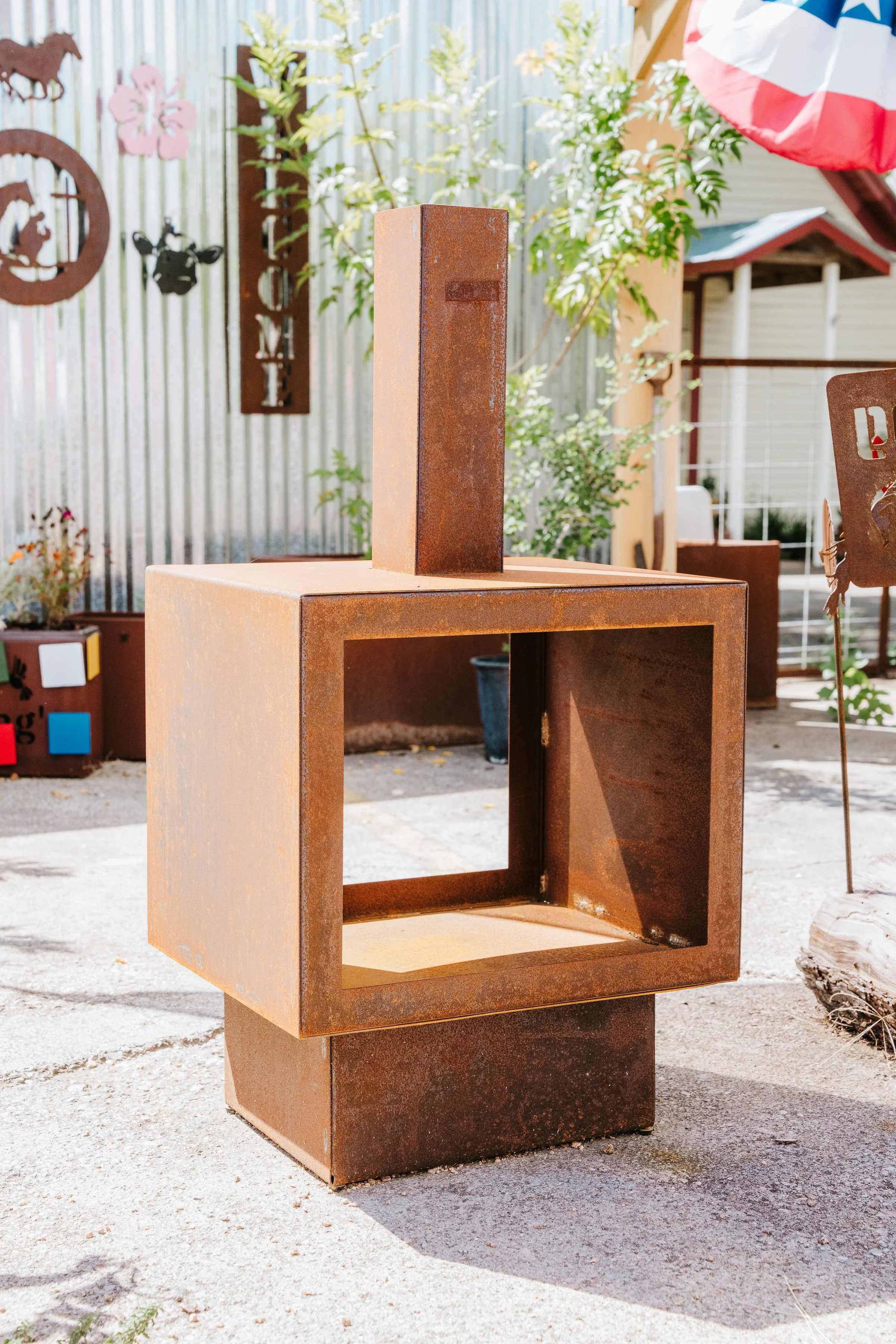 Modern Steel Outdoor Fireplace