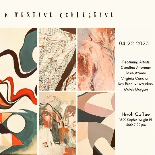 A Festive Collective-GROUP SHOW, sharing our Art &hellip;.opening April 22, up through Jazz Fest. HighVolt;1829 Sophie Wright Pl &hellip;&hellip;.Featuring #malakmorganart #KayBreauxLivaudais #VirginiaCandlerStudio #carolineAlterman, #JosieAzuma
#new