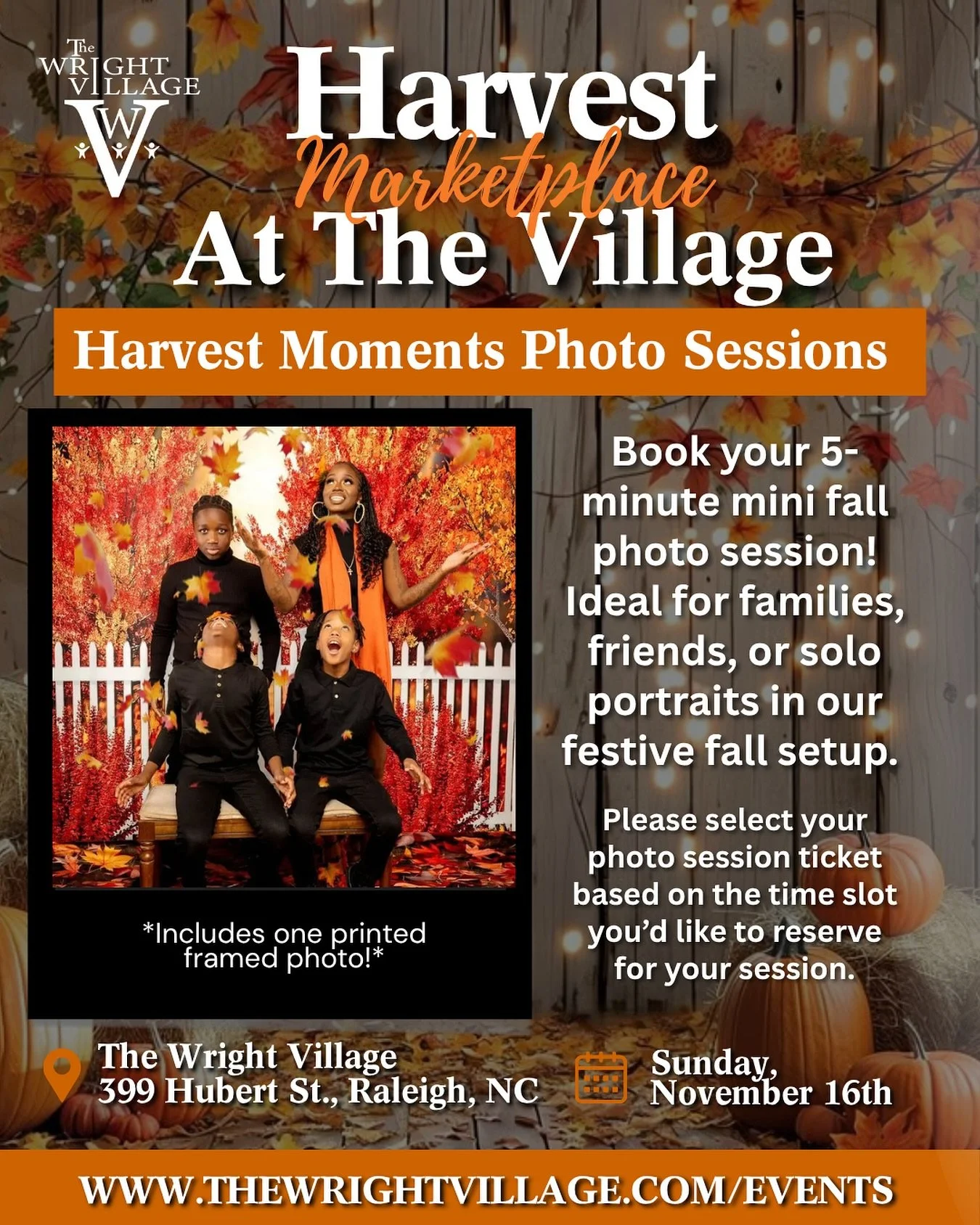 Celebrate The Wright Village&rsquo;s anniversary with local vendors, fall crafts, food, art, and an open house experience! 🎉

Join us for a cozy, community-centered day featuring local vendors, delicious food, pony rides, fall family photo sessions,