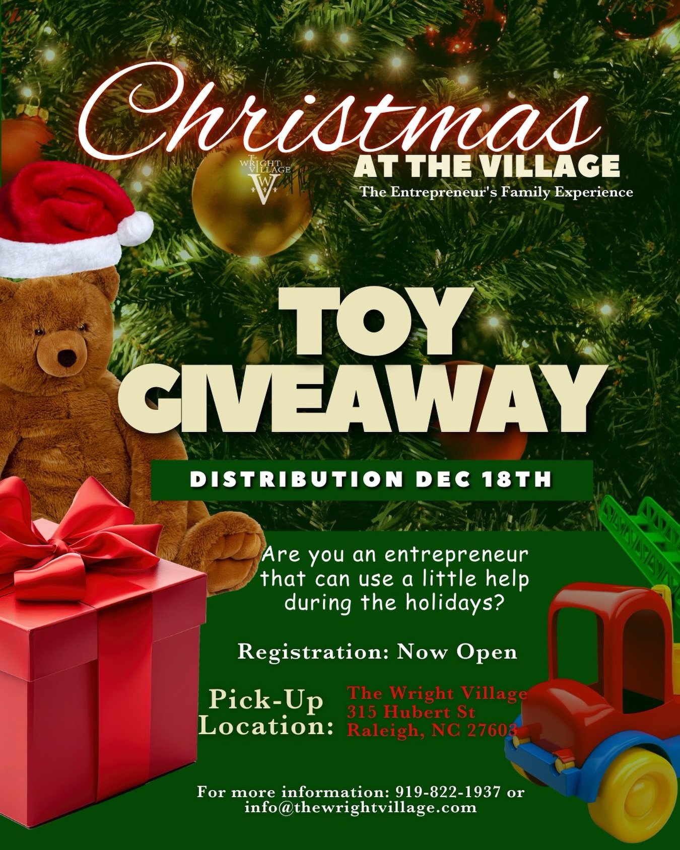 Are you an entrepreneur or small business owner that can use a little help during the holidays?

It&rsquo;s that time of year 🎄 and we&rsquo;re bringing back Christmas @ The Village for the 4th year. We want to give back to people that matter to us 