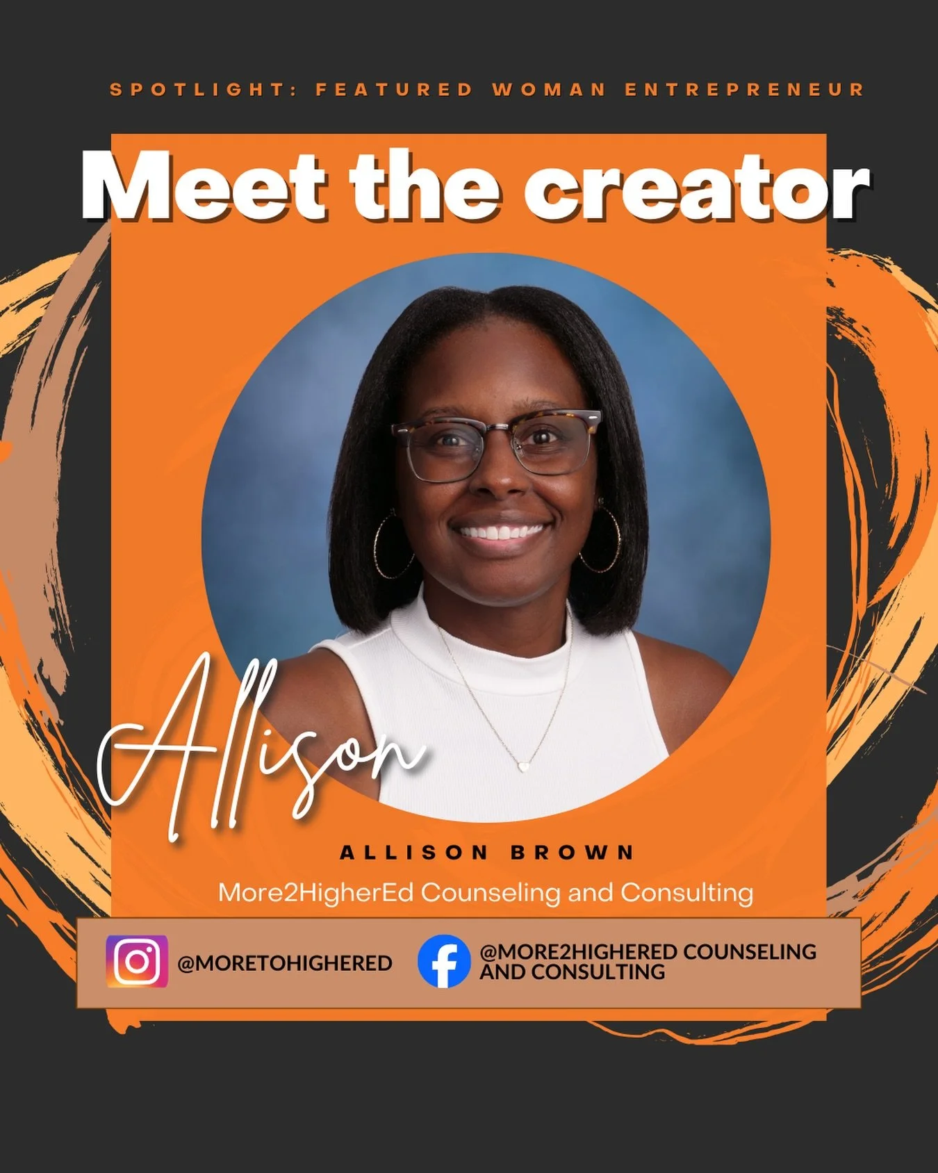 Allison Brown is a veteran school counselor, author, and the founder of @more2highered Counseling &amp; Consulting. 🫱🏽&zwj;🫲🏼

More2HigherEd is a North Carolina-based college planning service that helps families navigate higher education as the p