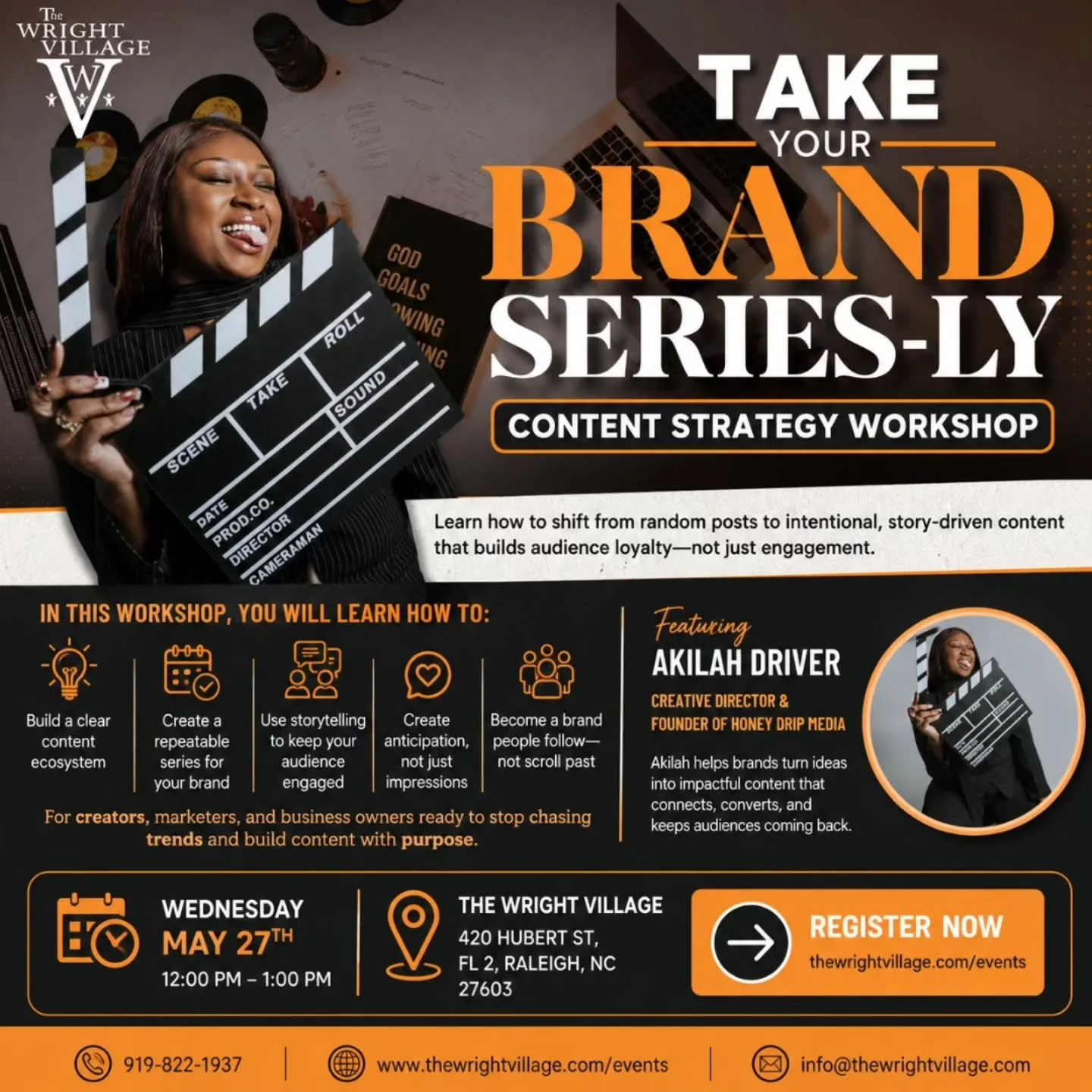 Your content should do more than just get views &mdash; it should build connection, consistency, and community.

Next Wednesday, May 27th, join Creative Director and storyteller @Akilahdriver, founder of @thehoneydripmedia, for a powerful workshop on