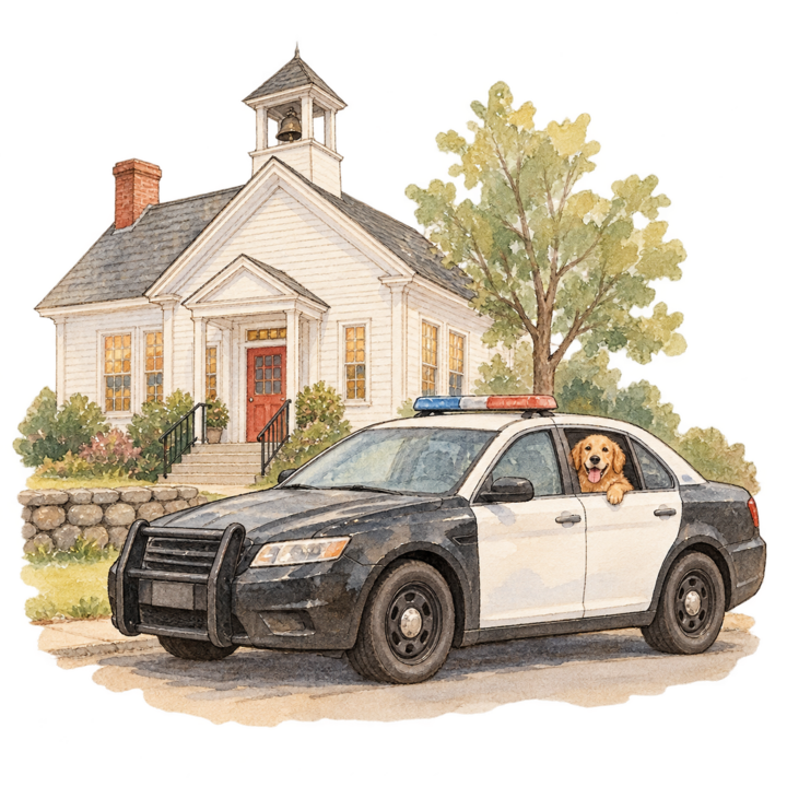 Police Ride to School with Athena