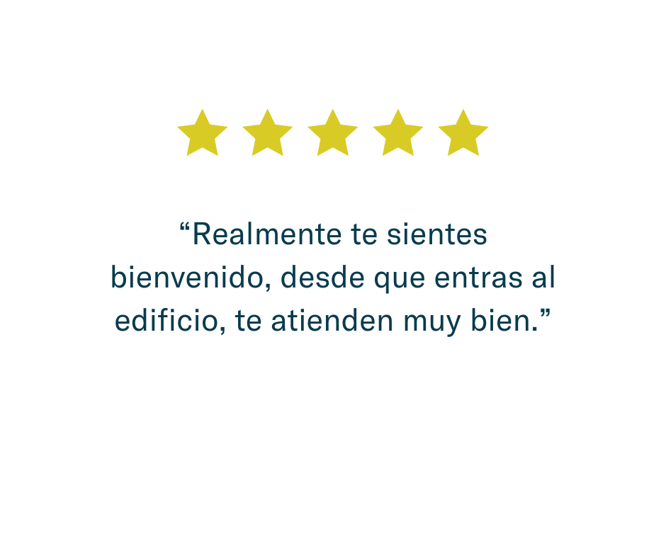 Realmente te sientes bienvenido, desde que entras al edificio, te atienden muy bien.