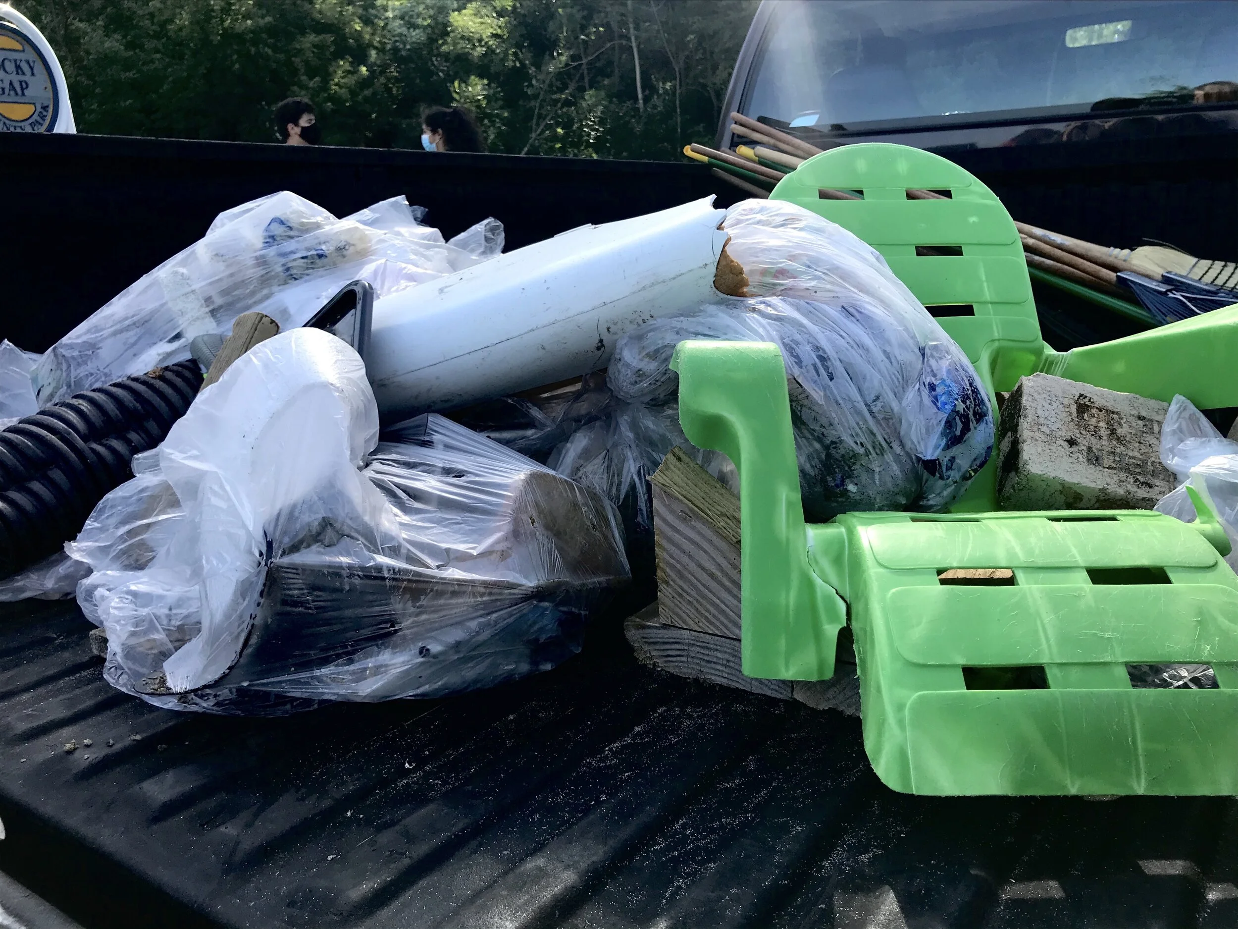 Members loaded this pick-up truck with some of the trash they collected on the beach.