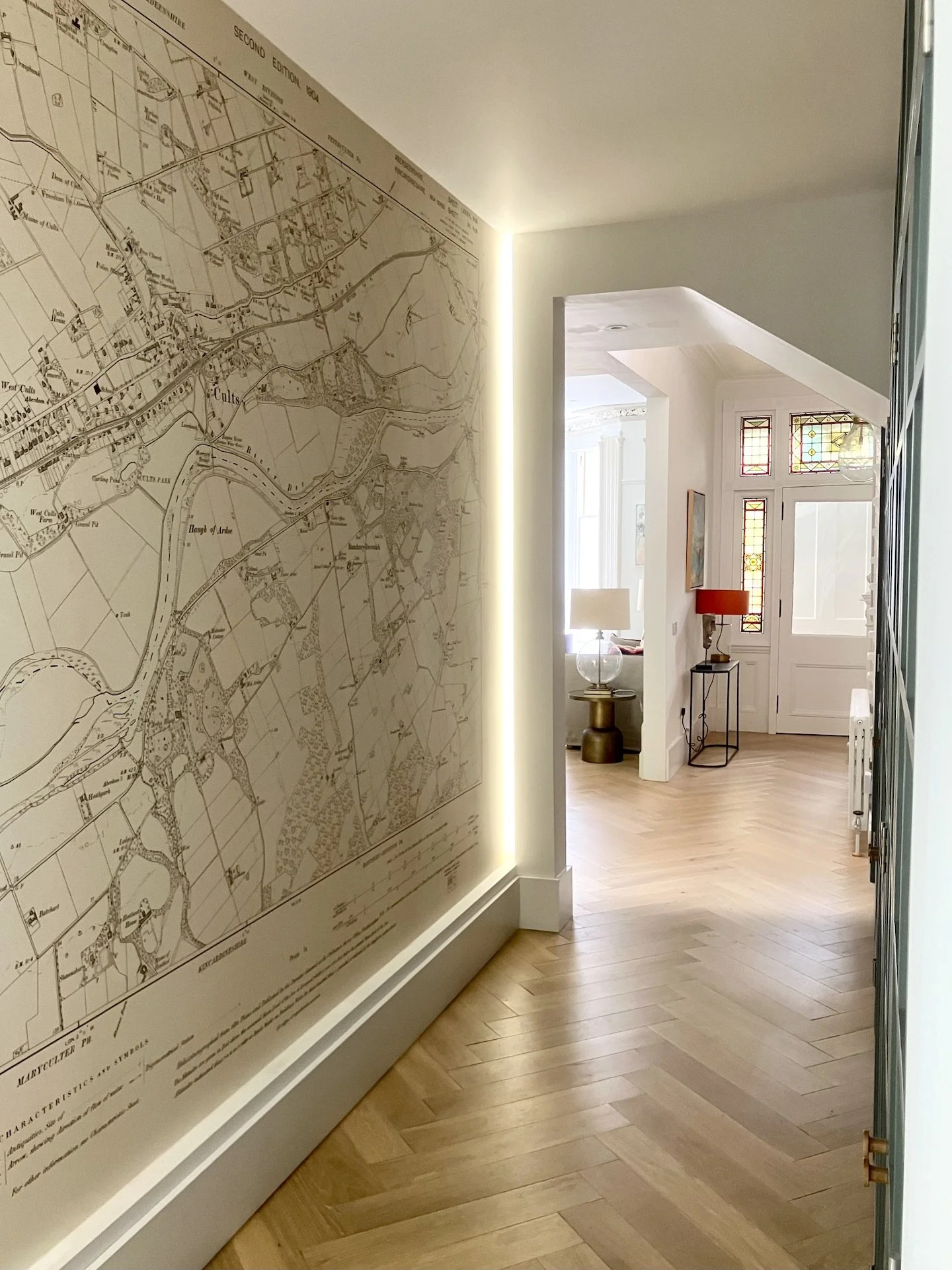 Map wall mural, Victorian home