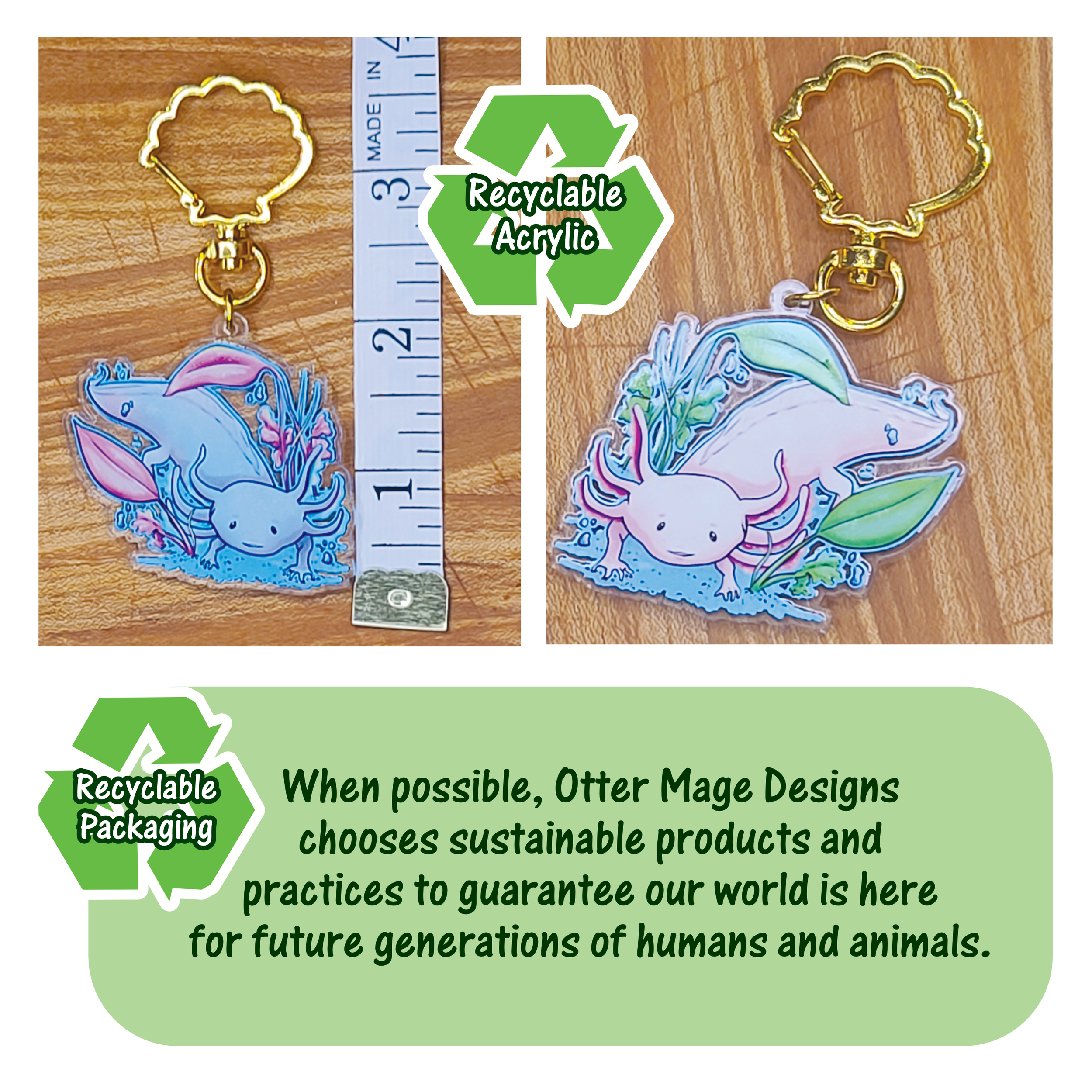 Axolotl Anime Charm Two-Sided, Recyclable Acrylic - Free Shipping! - Otter  Mage Designs — Otter Mage Designs