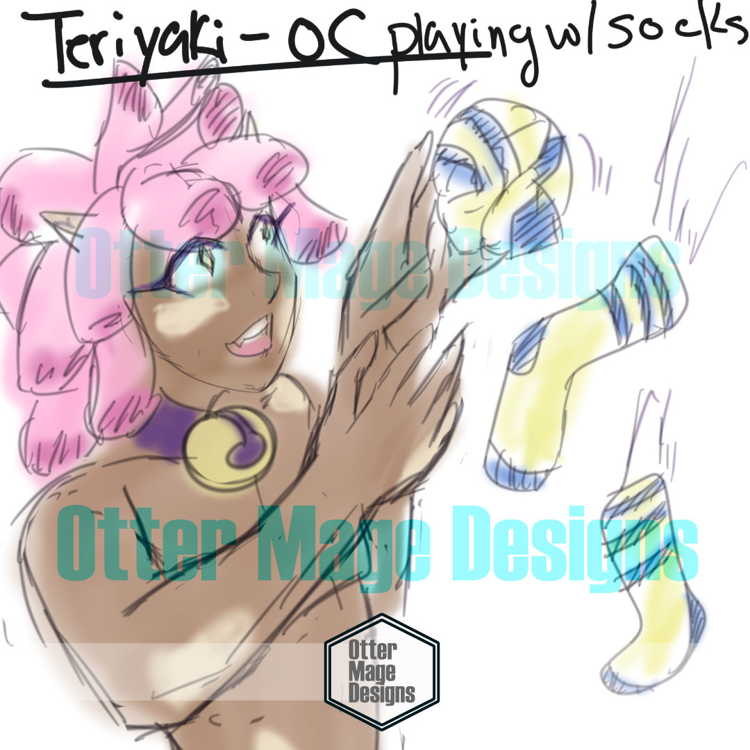 Evil Genie - OC Playing with Socks - Teriyaki.png