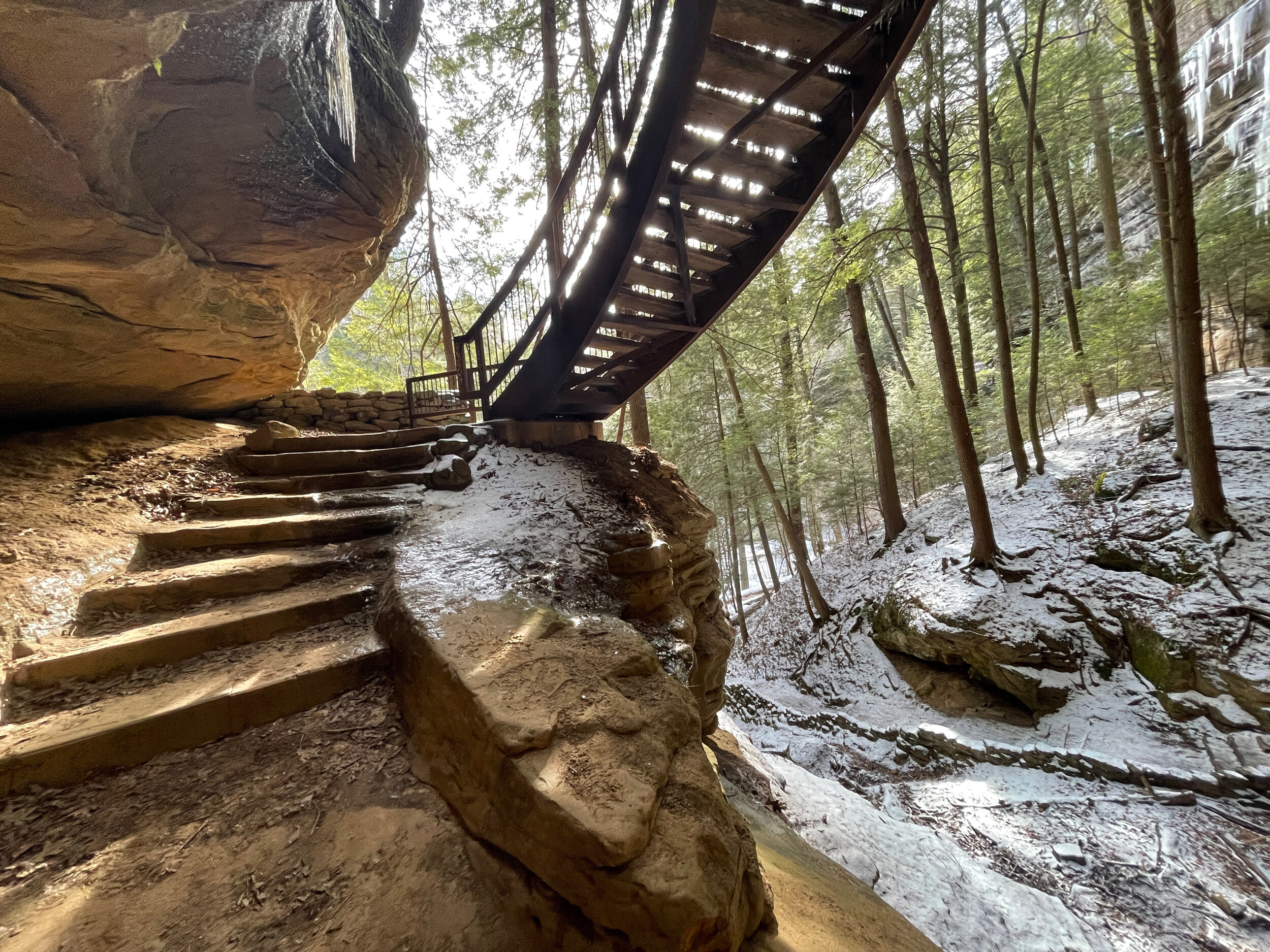 The spiral staircase leading out of the gorge near Lower Falls