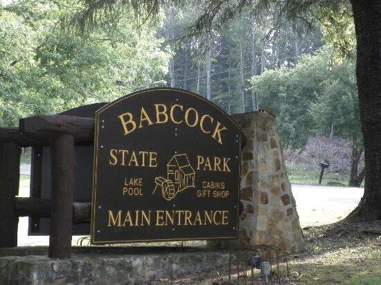 Entrance sign for Babcock State Park Main Entrance