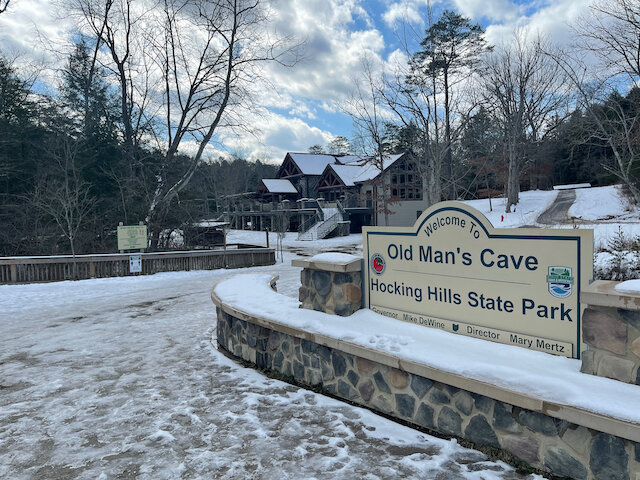 Old Man’s Cave Visitor Center and Park Sign
