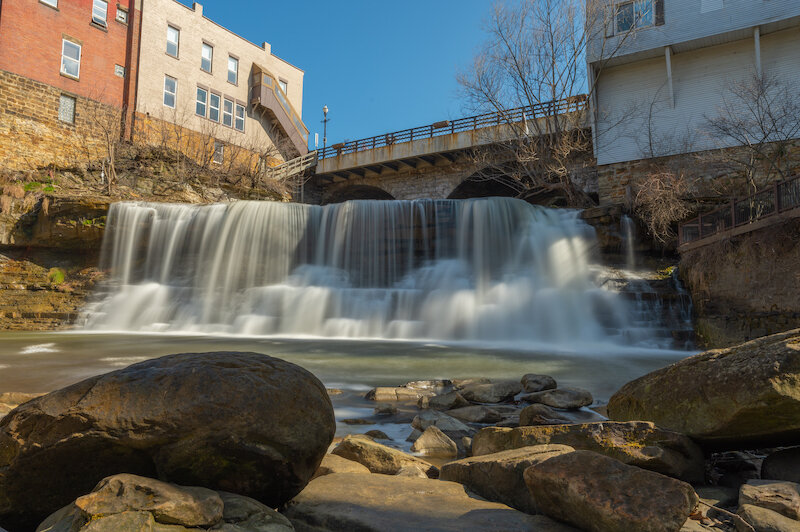 Chagrin Falls “High Falls” located in downtown Chagrin Falls near Cleveland, Ohio.