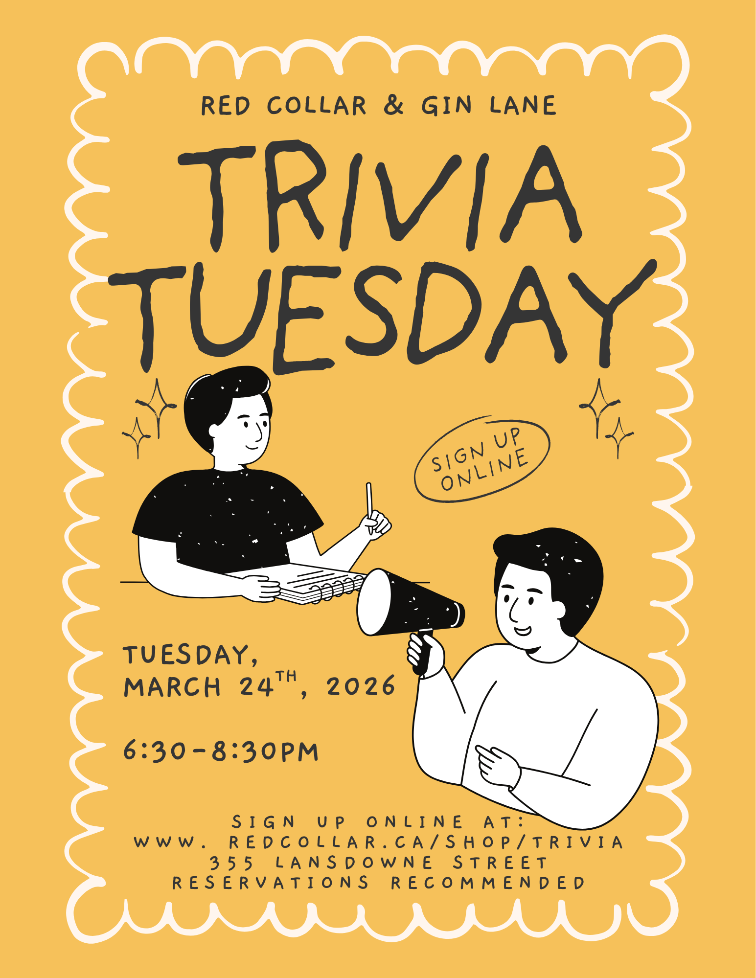 Trivia Sign Up & Reservation Fee | March 24/2026