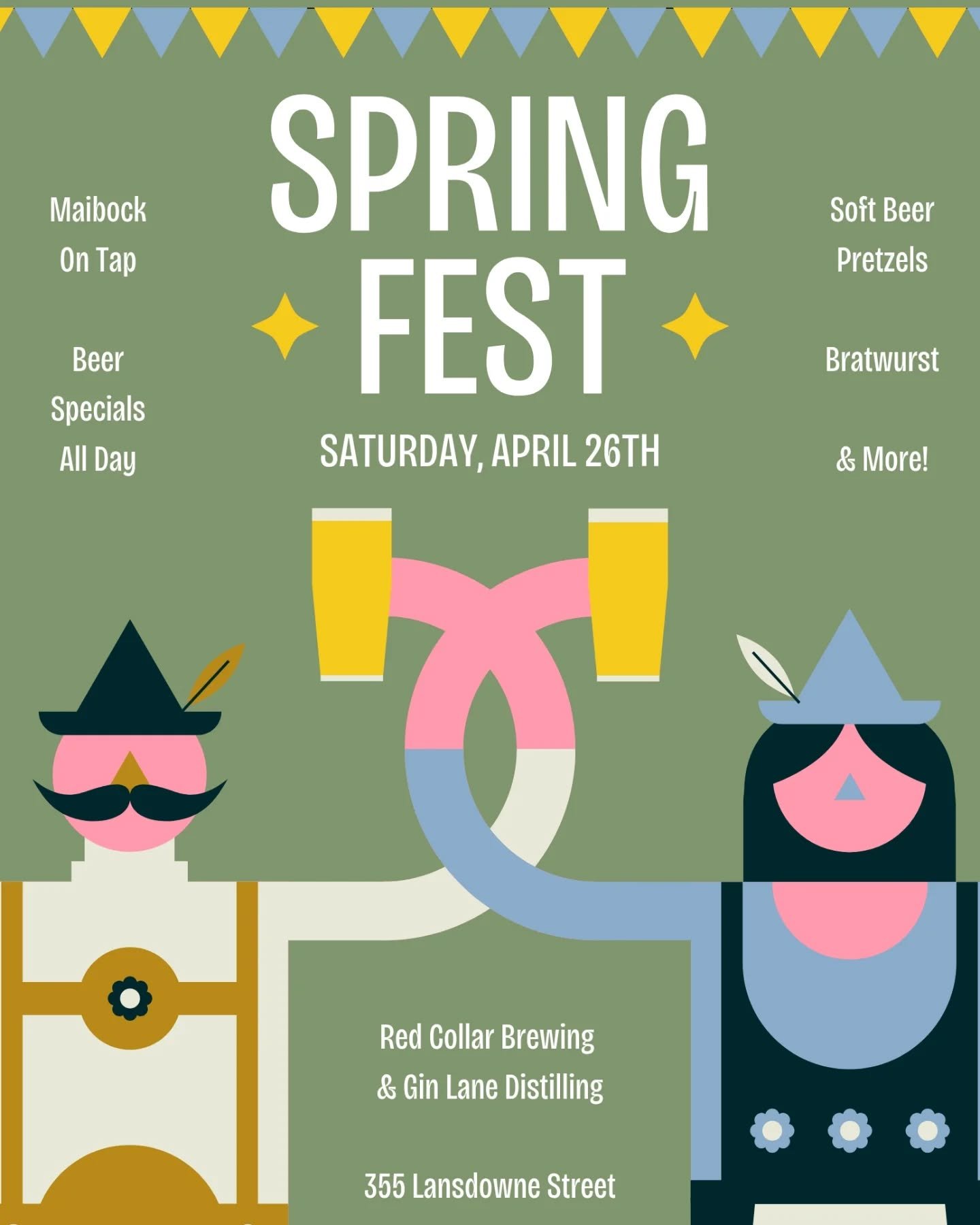 SPRINGFEST at RCB &amp; Gin Lane! 🌼🍻🥨

We are celebrating Fruhlingsfest tomorrow and you should too! We will be releasing the Maibock Fest Lager from @redcollarbrewing, plus slinging Bratwurst on the BBQ and Fresh Bavarian Sourdough Soft Pretzels!