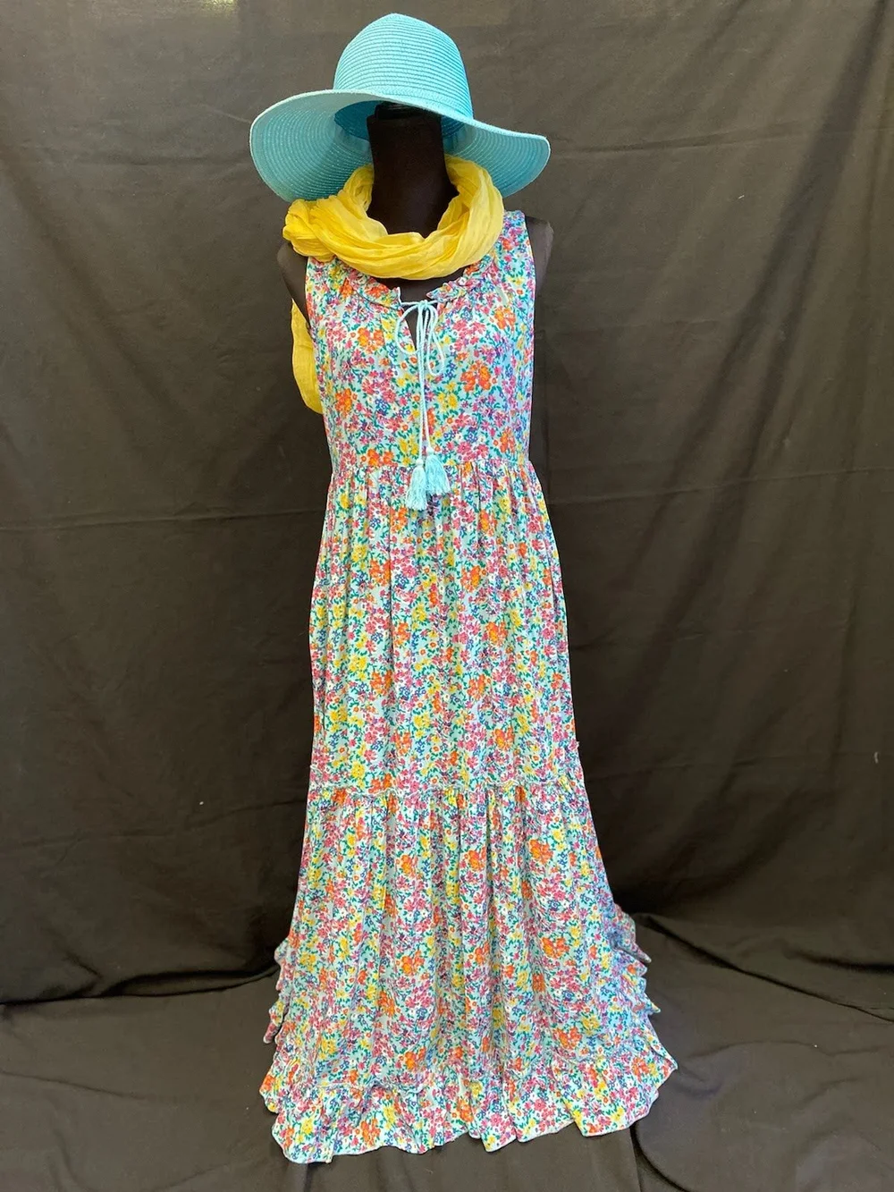 knee length dresses for ladies Floral Maxi Dress with Long Sleeves - Helena main image 1