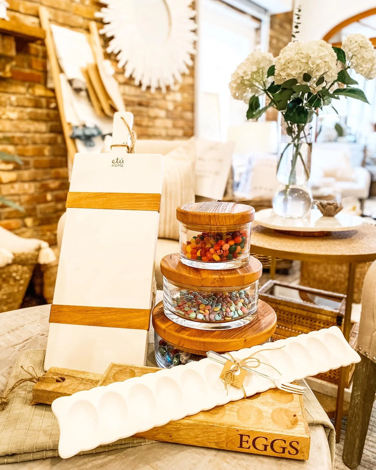 How fun!!! This wooden egg tray and ceramic deviled egg server are just what you need in your kitchen collection! 
From perfect pieces to organize your pantry and countertop to amazing serving dishes and kitchen accessories, we&rsquo;ve got you cover