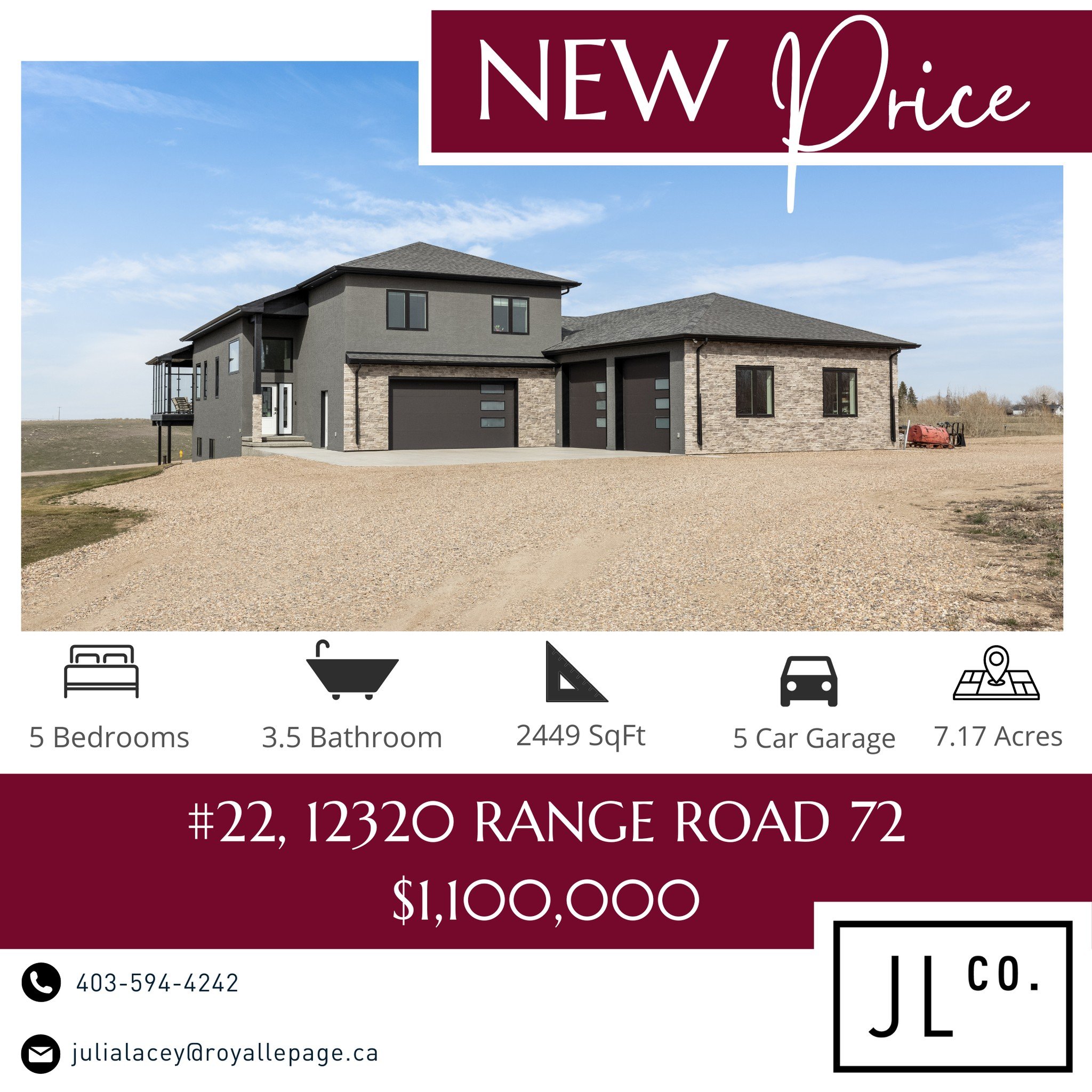 🏡✨ PRICE DROP ALERT! ✨🏡 Escape to the country  just minutes from Medicine Hat! This stunning 5-bed, 3.5-bath home on 7.14 acres at West Ridge Country Estates is now even more enticing with a reduced price! Don't miss out on this exquisite property 