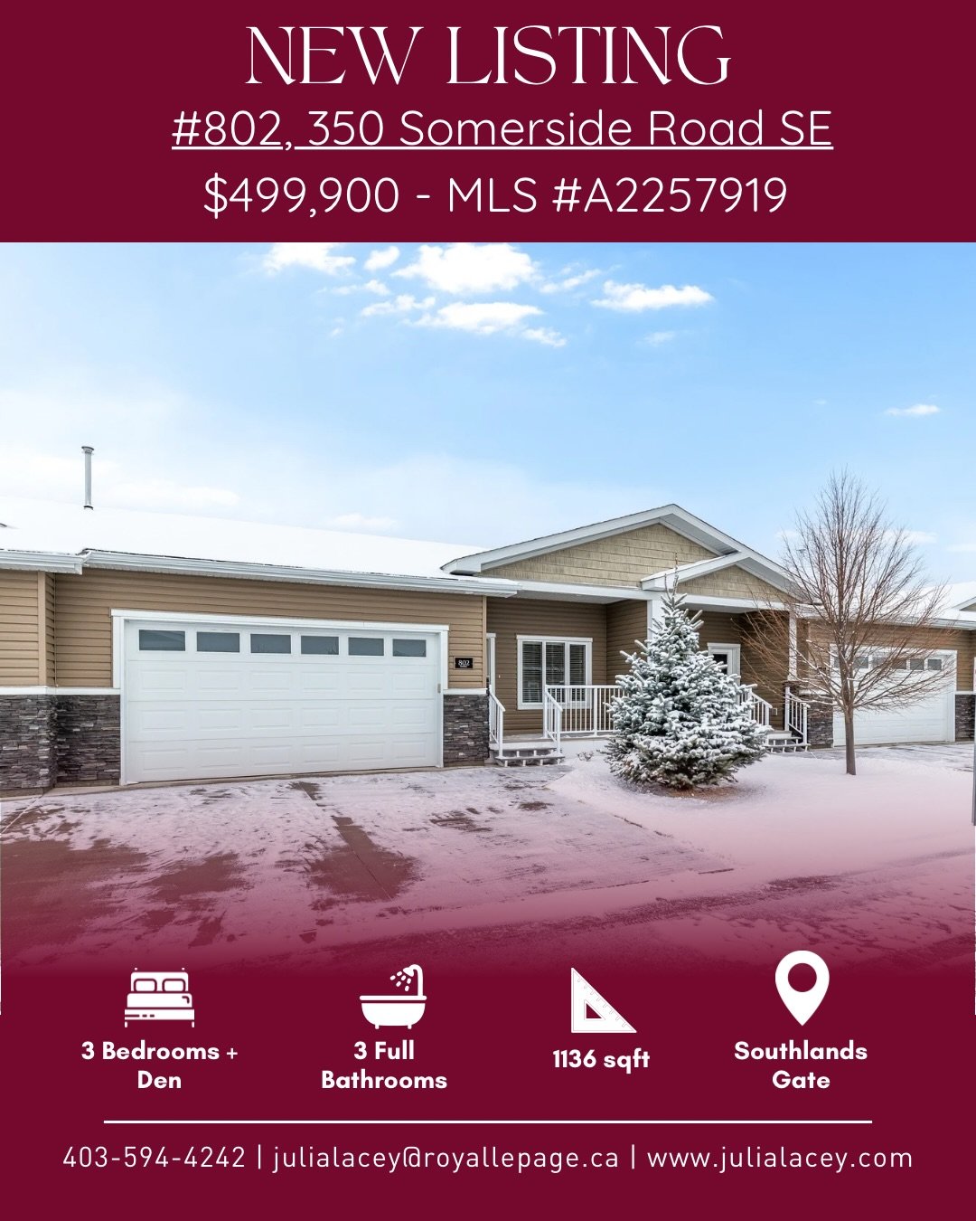 🚨New Listing 🚨
Enjoy low-maintenance living in this beautiful home featuring 3 bedrooms + den, 3 bathrooms, 9&rsquo; ceilings, a double attached garage, and two private decks. With low condo fees of $220/month, this home offers comfort, space, and 