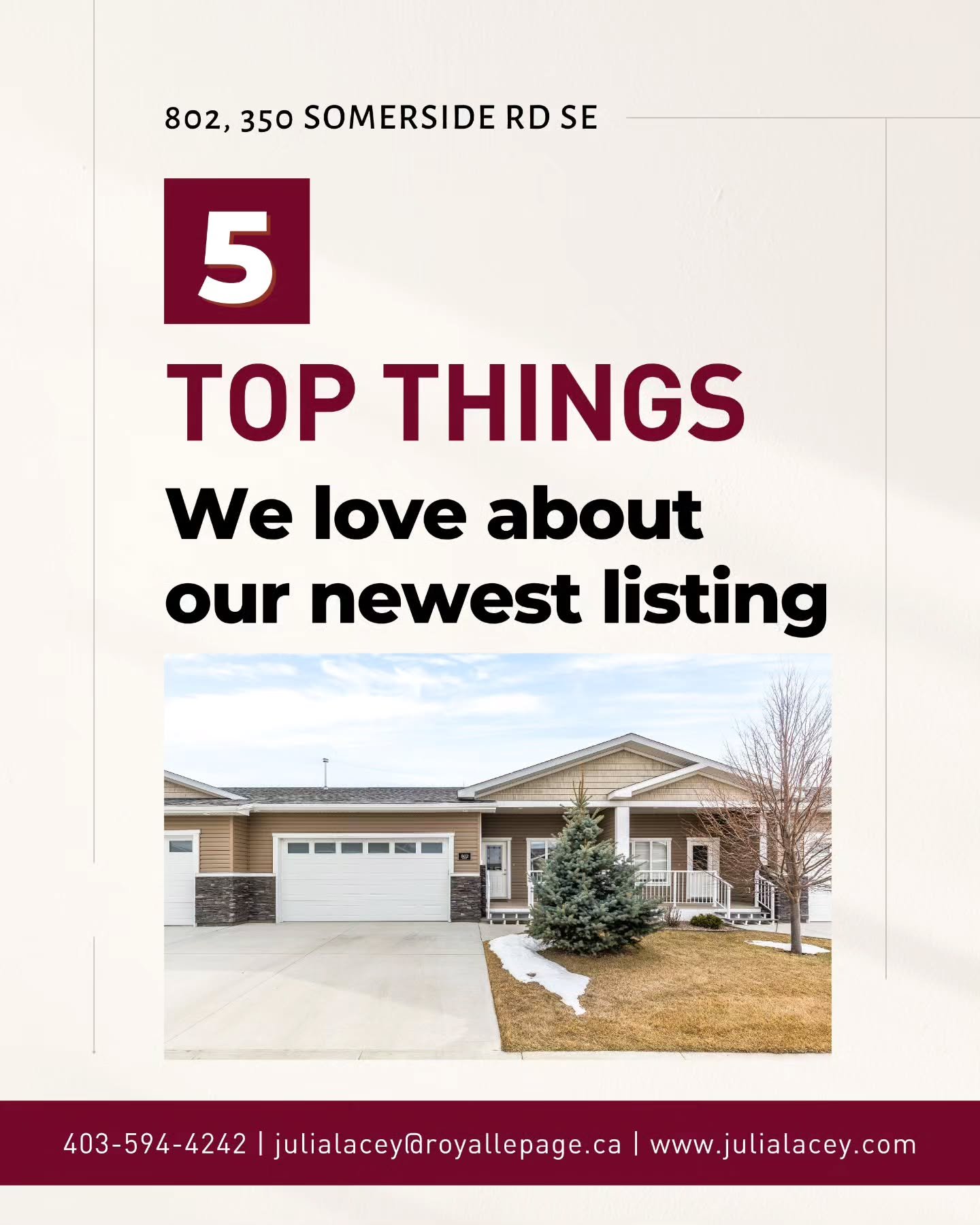>> The top 5 things we love about our newest listing <<
 
Low-maintenance living without sacrificing space 🙌
Located in the sought-after Southlands Gate 55+ community, this beautifully maintained home offers the perfect blend of comfort,