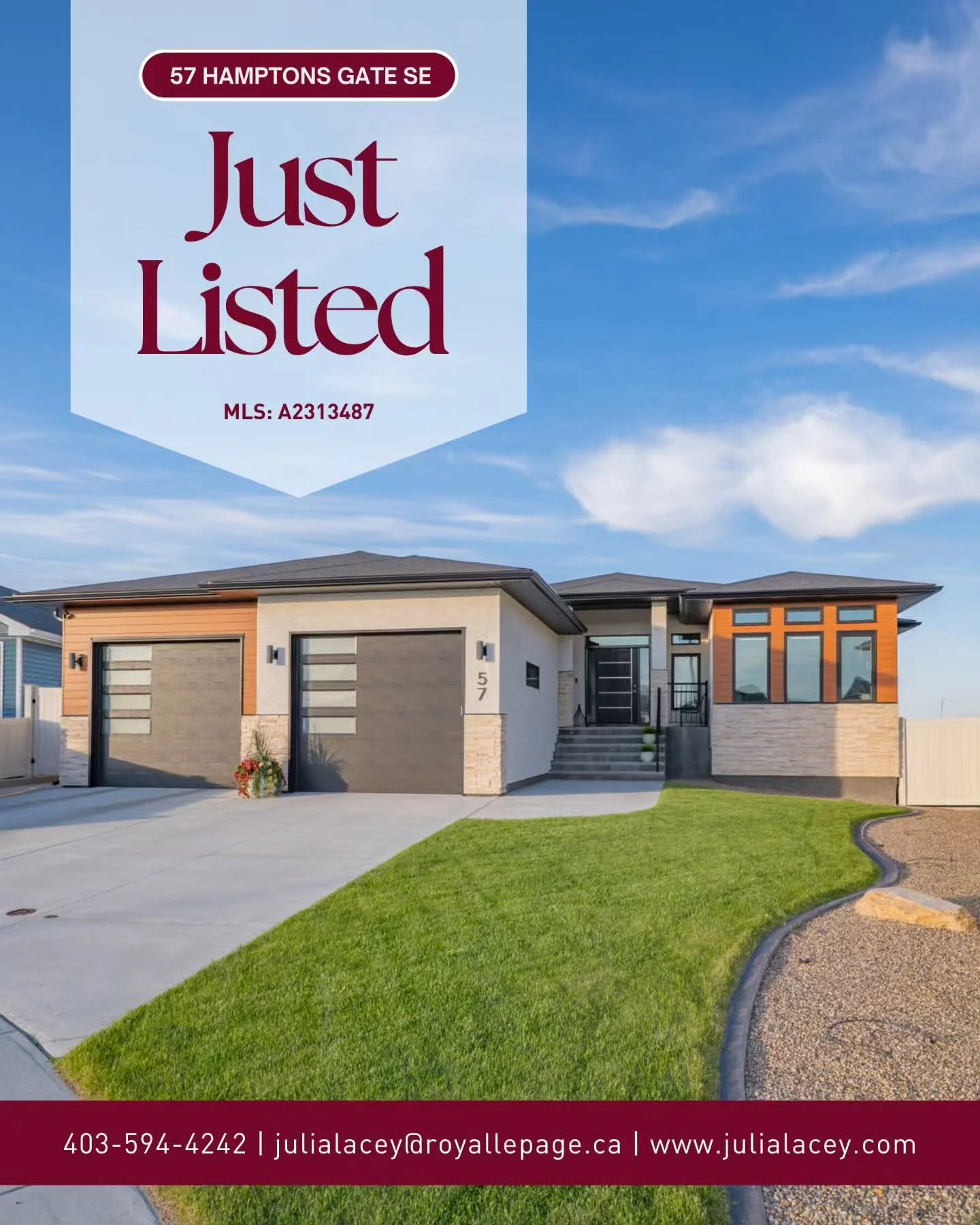 Just listed - 57 Hamptons Gate SE&nbsp;
✨ Luxury high-end Bungalow&nbsp;✨

- 5 Bed | 3 Bath 
- 1,729 sq ft 
- 10&rsquo; ceilings, grand windows &amp; natural light
- Elevated finishes throughout
- Stunning kitchen with floor-to-ceiling cabinetry
- Wa