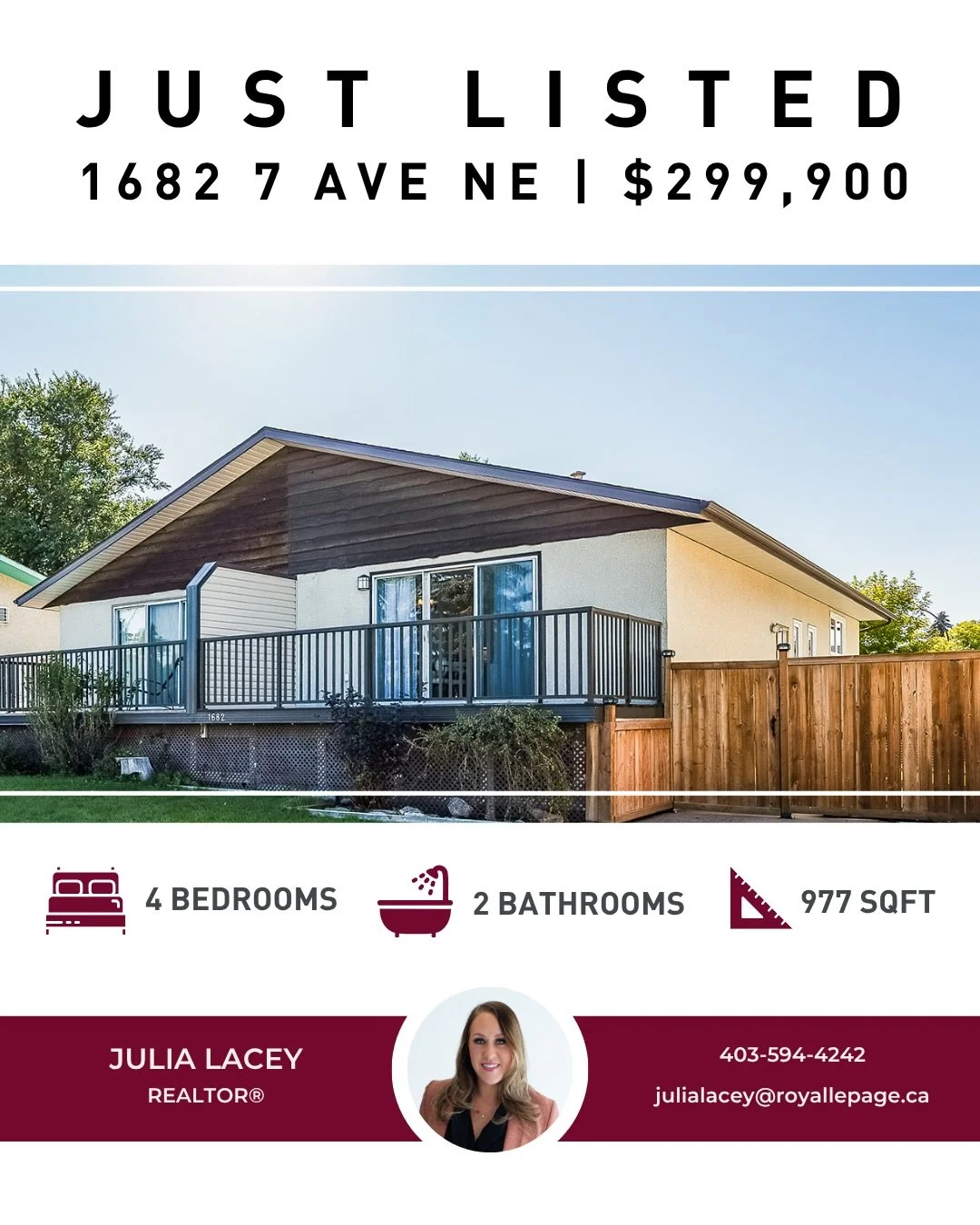 This affordable home is beautifully renovated and move in ready! Featuring 4 bedrooms, 2 bathrooms, and extensive renovations throughout. 

Address: 1682 7 Ave NE 
Price $299,900
MLS # A2345564

Listed by Julia Lacey with Royal LePage Community Realt