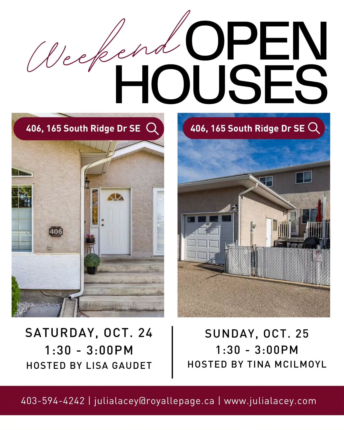 OPEN HOUSE | THIS WEEKEND

Come check out this home in person! 👋

Join us Saturday &amp; Sunday from 1:30&ndash;3:00 PM and take a look around this 3-bedroom, 2.5-bathroom condo in Southridge.

With motivated sellers, now is a great time to come see