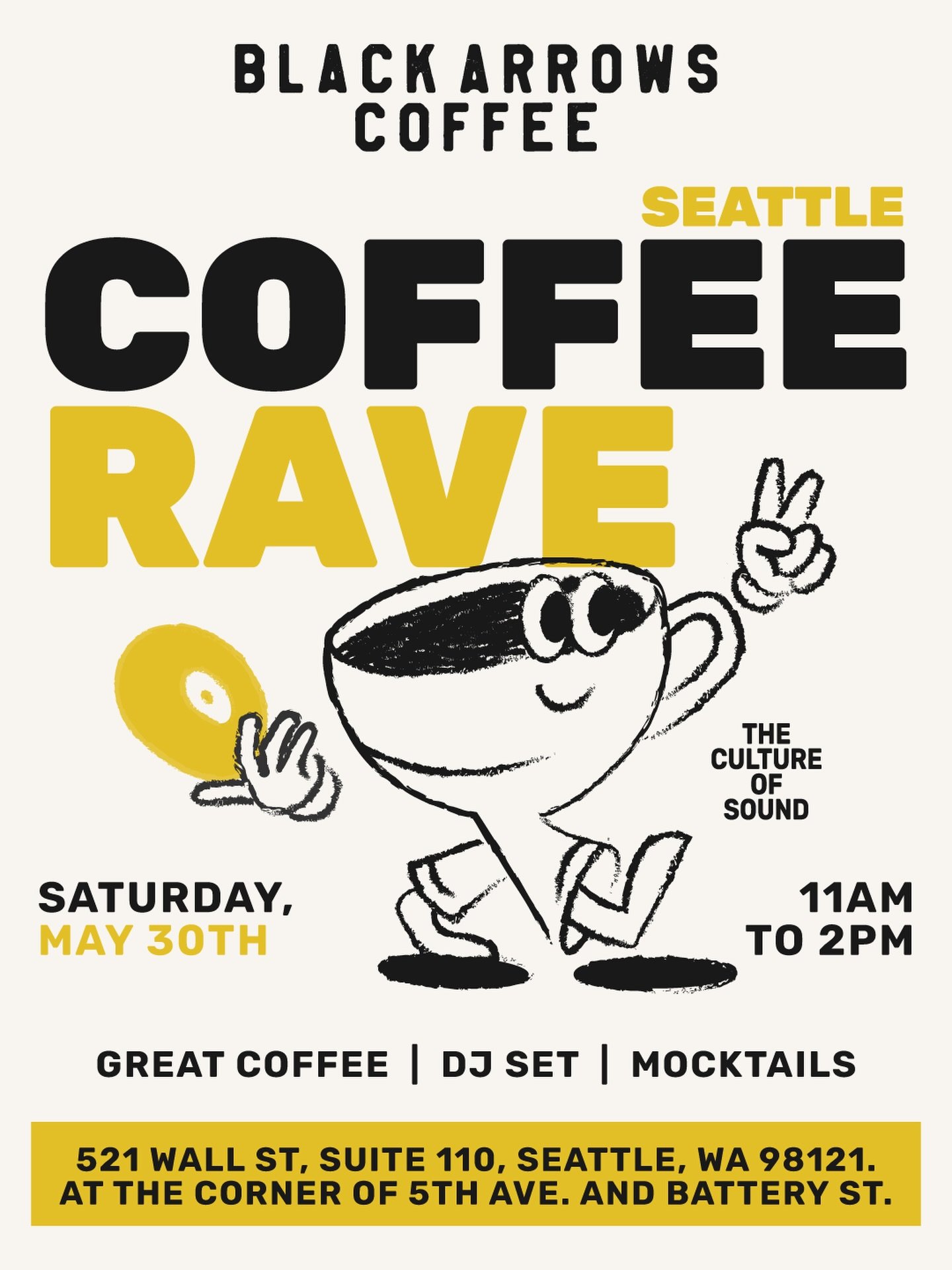 Seattle&hellip; round two is about to go OFF ☕🔥

The second Coffee Rave of the season is landing at Black Arrows Coffee and we&rsquo;re turning the energy ALL the way up. Day party. Espresso flowing. DJs back-to-back. No chill. This isn&rsquo;t just