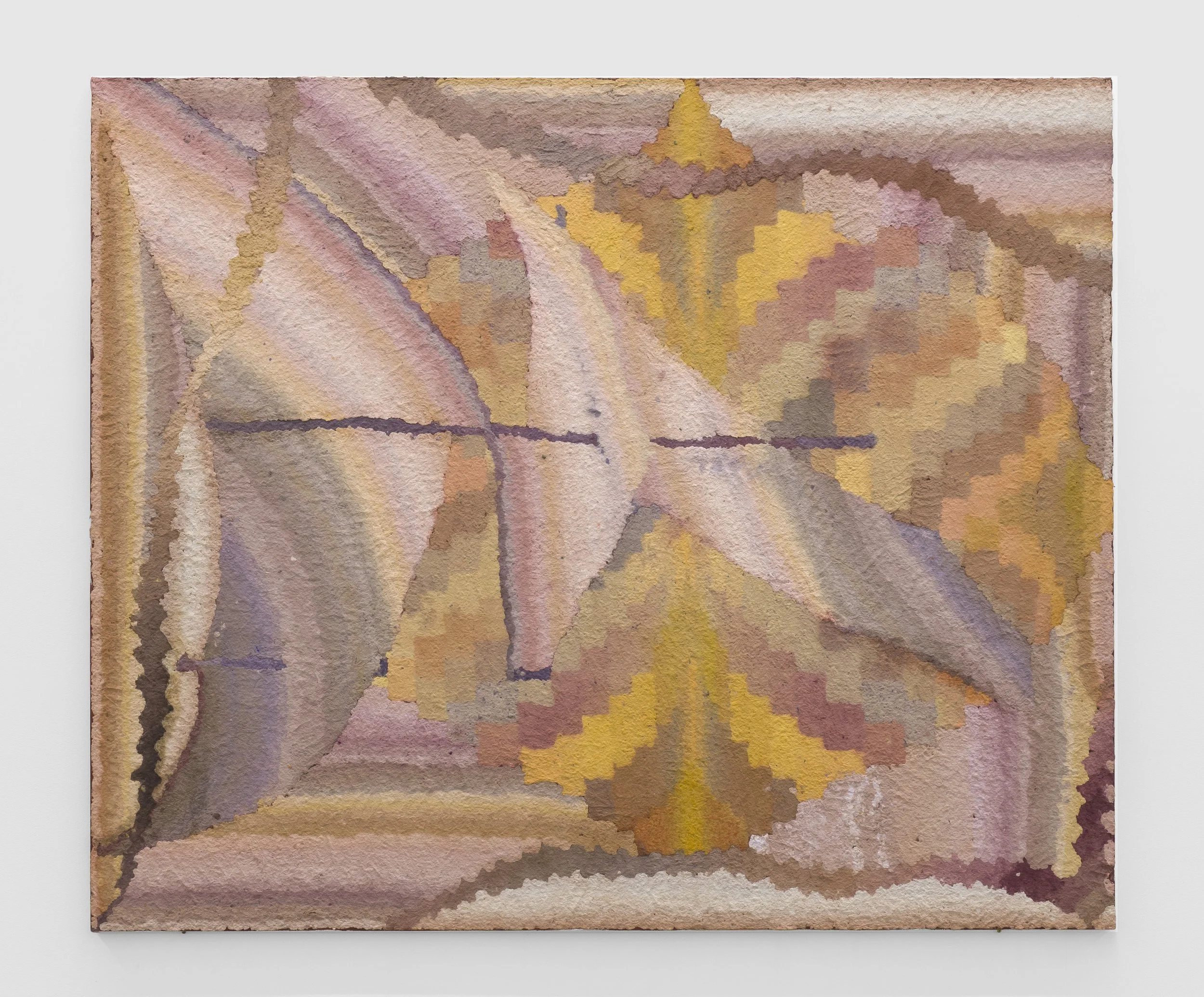 Emma Soucek    Proprioception , 2022 paper pulp, acrylic paint, matte medium on canvas 60 x 72 inches