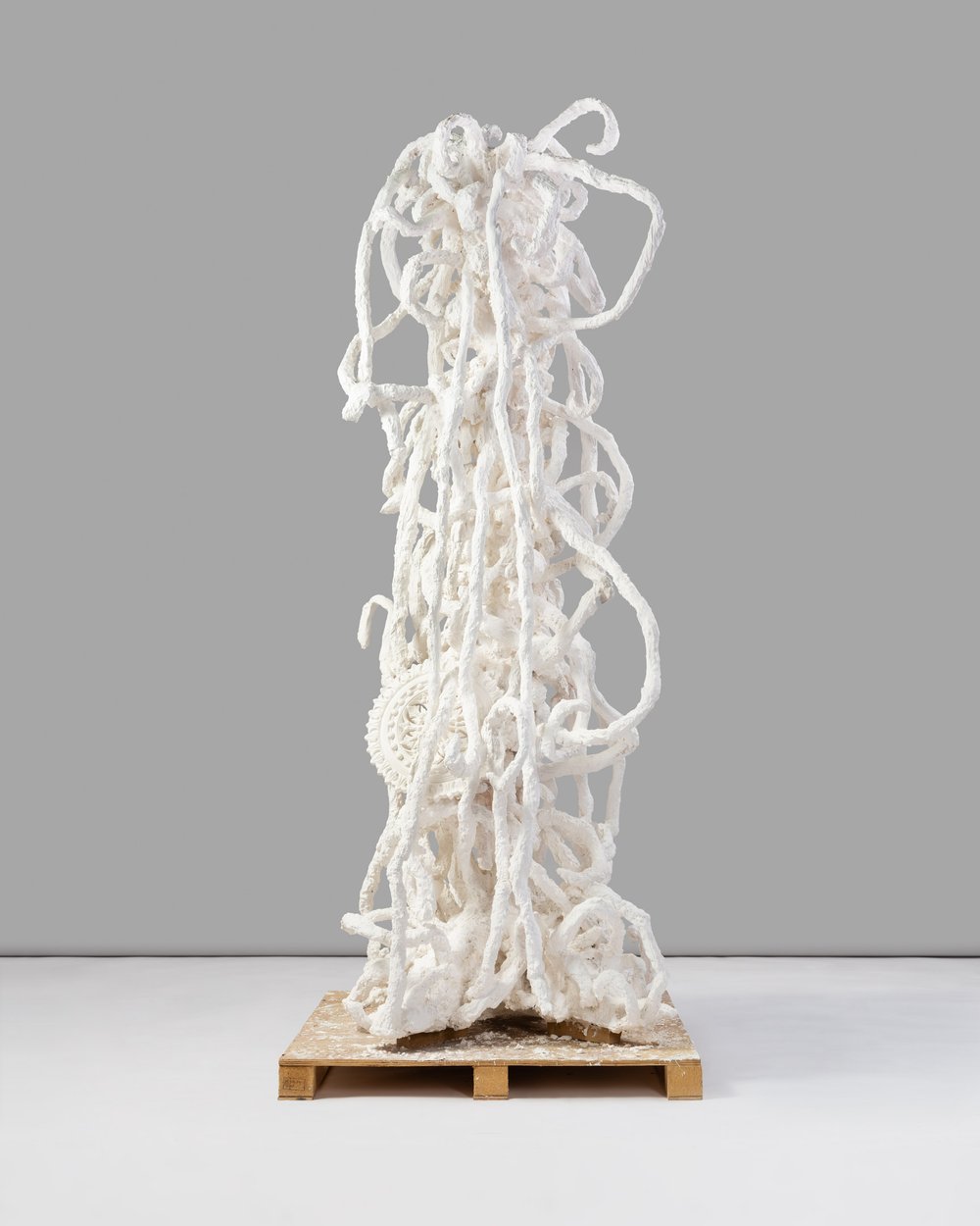   Nabilah Nordin    Decoration , 2023  Acrylic resin casting compound, bird netting, plaster, reinforced fiberglass, timber  106-11/16 x 35-7/16 x 42-1/2 inches 