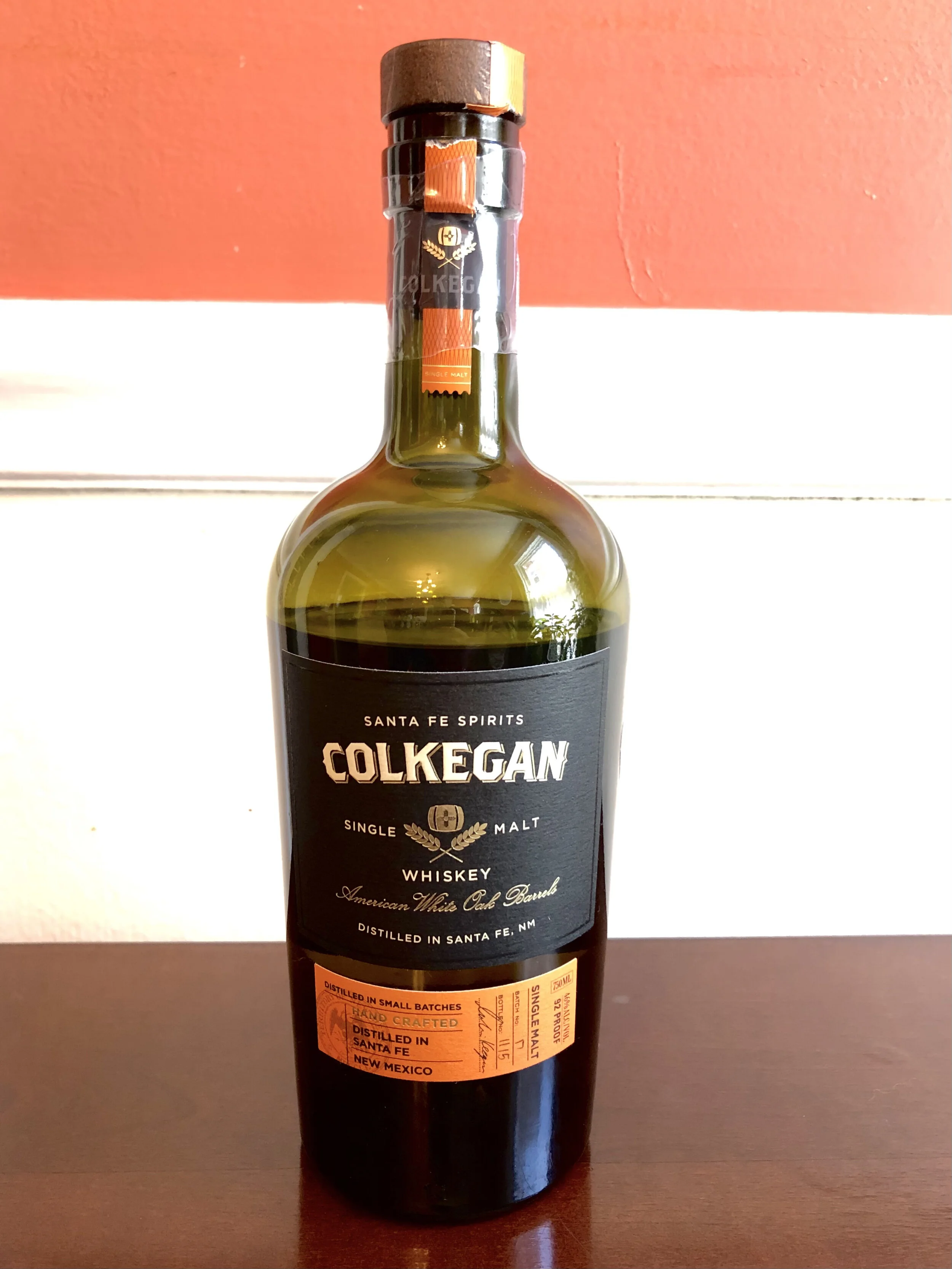 NEW MEXICO Santa Fe Spirits, Colkegan Single Malt Whiskey, (Santa Fe, NM) 46% ABV   Draft 12